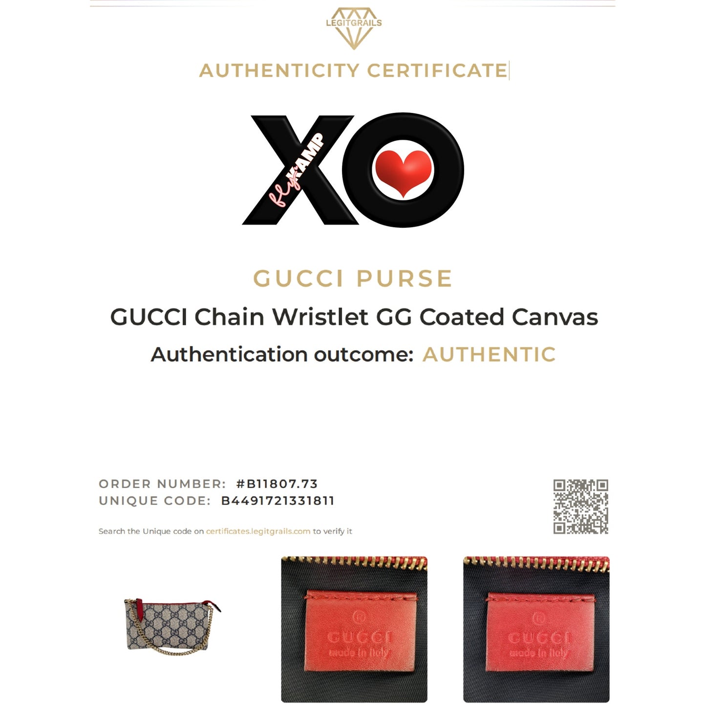 GUCCI Chain Wristlet Mini Bag GG Coated Canvas