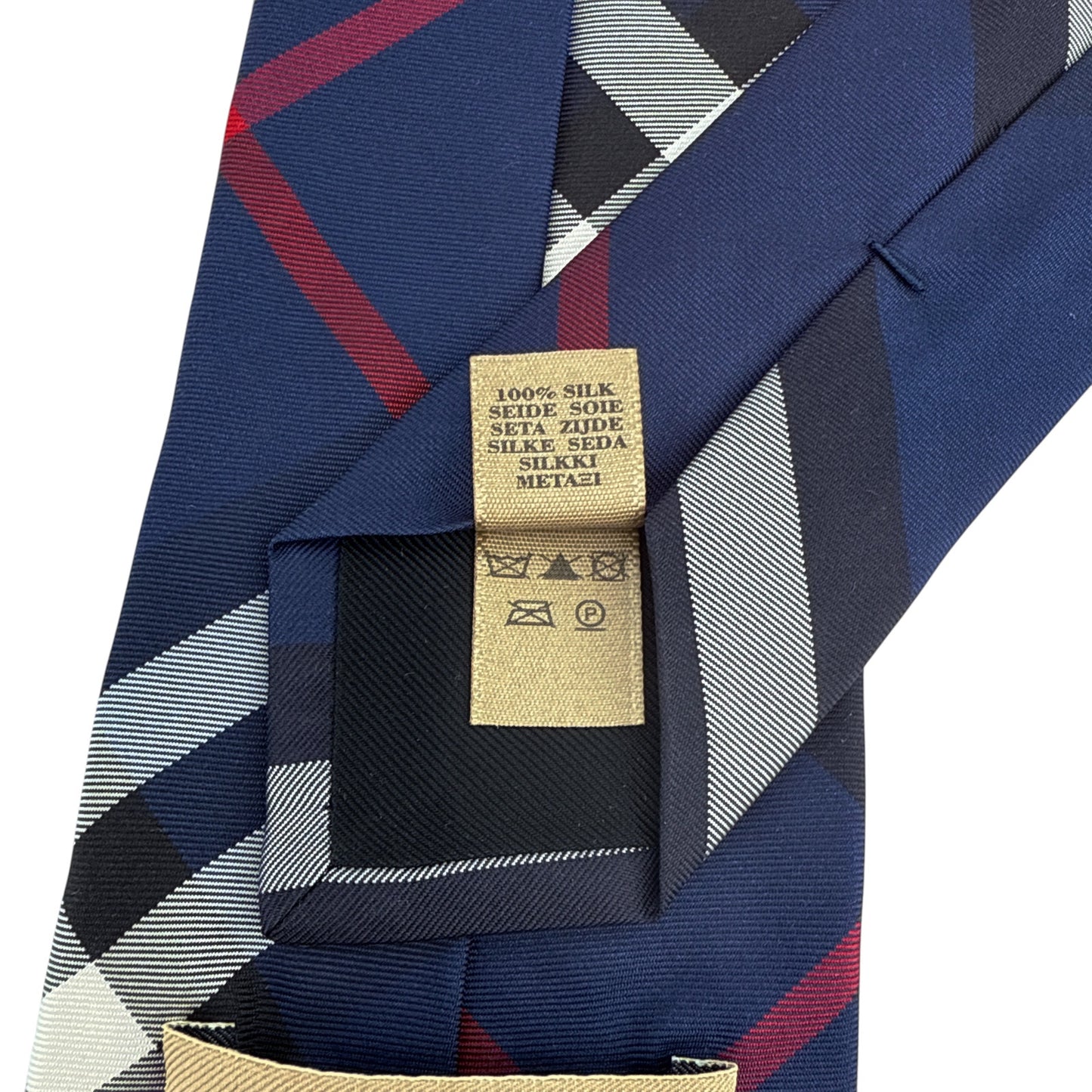 BURBERRY Manston Modern-Cut Check Silk Tie in Navy