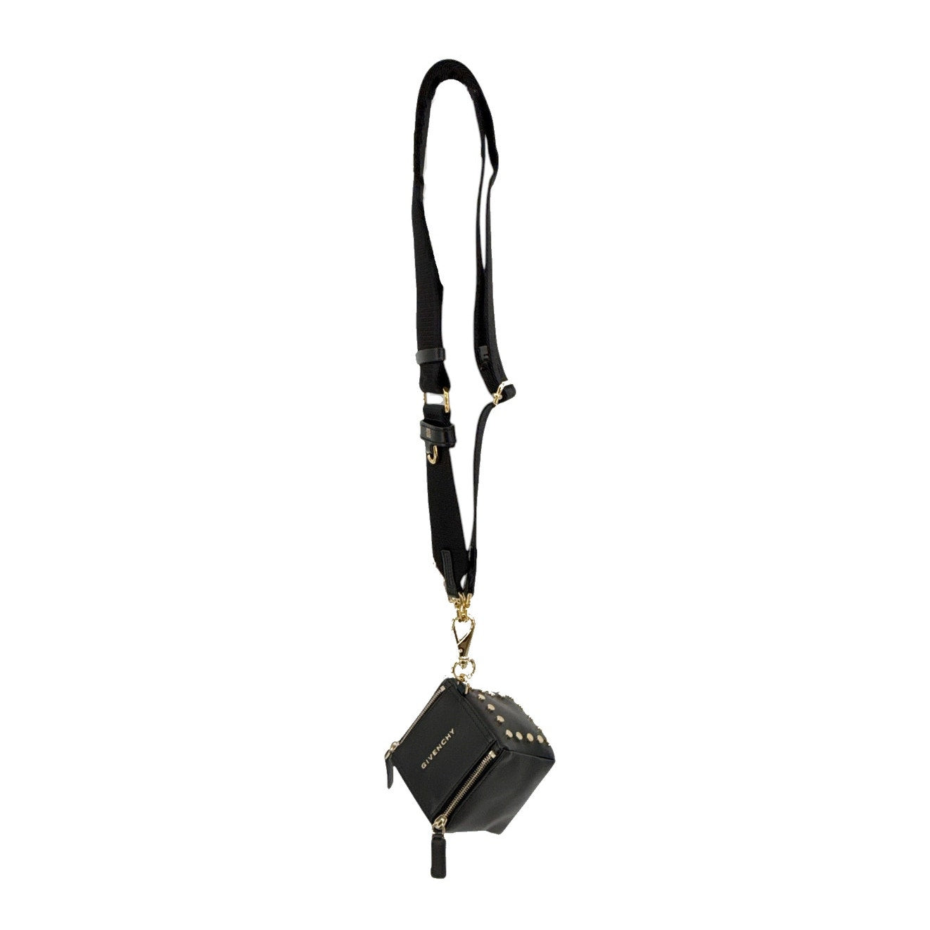 GIVENCHY Mini Pandora Cube Leather Pouch Bag with Crossbody Webbing Strap