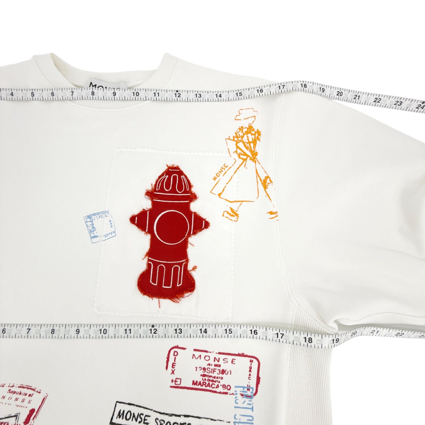MONSE Scrapbook Patch Sweatshirt in Ivory XS