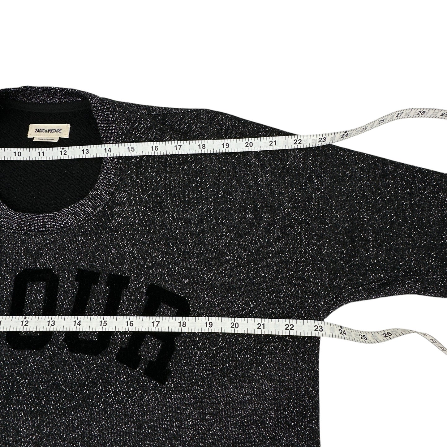 ZADIG & VOLTAIRE Portland Amour Glitter Top in Black XS