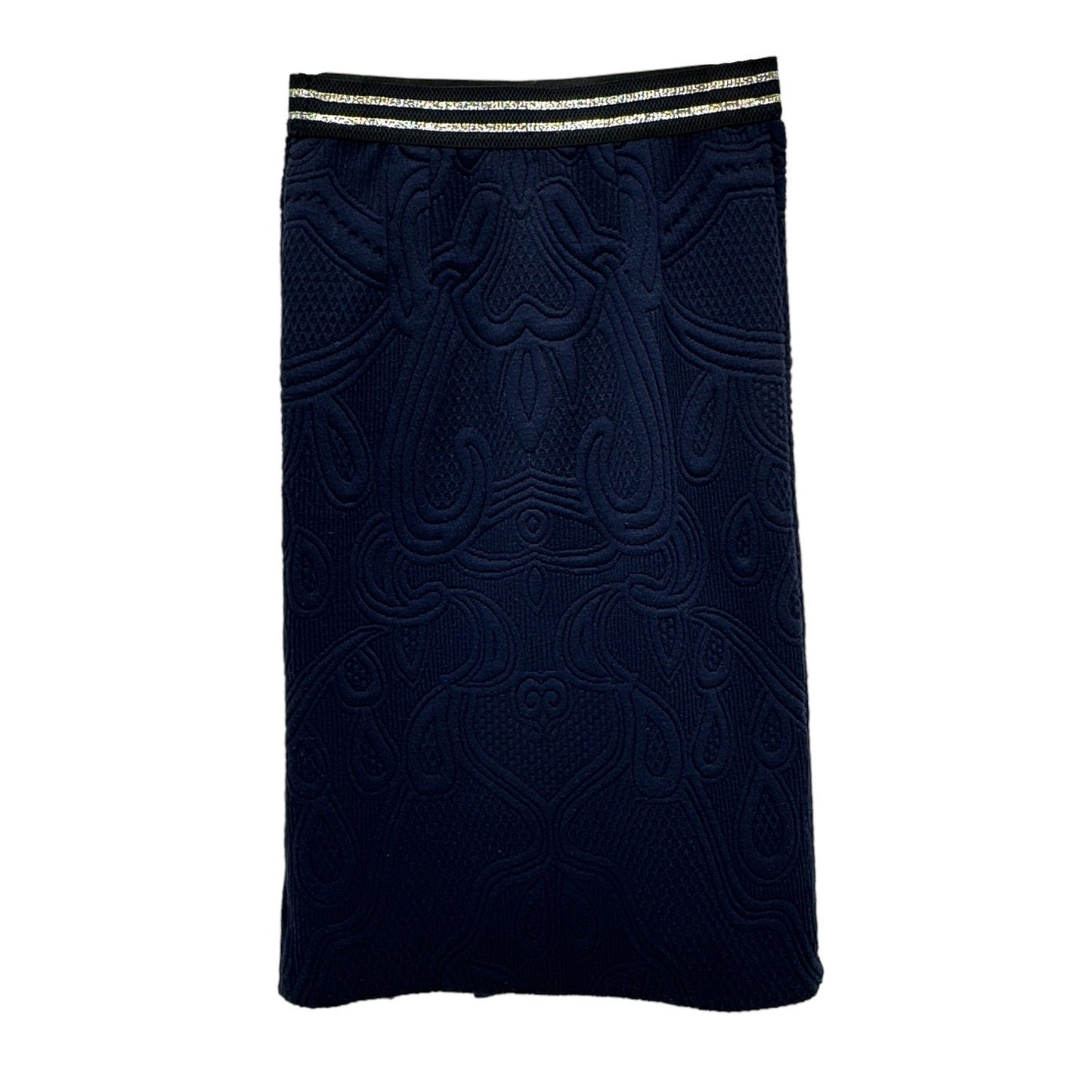 ANTHROPOLOGIE Maeve Jacquard Pencil Skirt in Navy XS