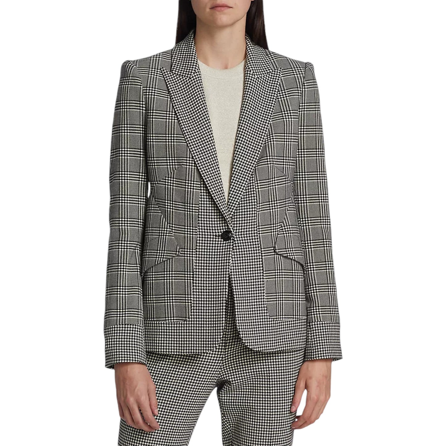 L'AGENCE Chamberlain Plaid & Houndstooth Blazer 2
