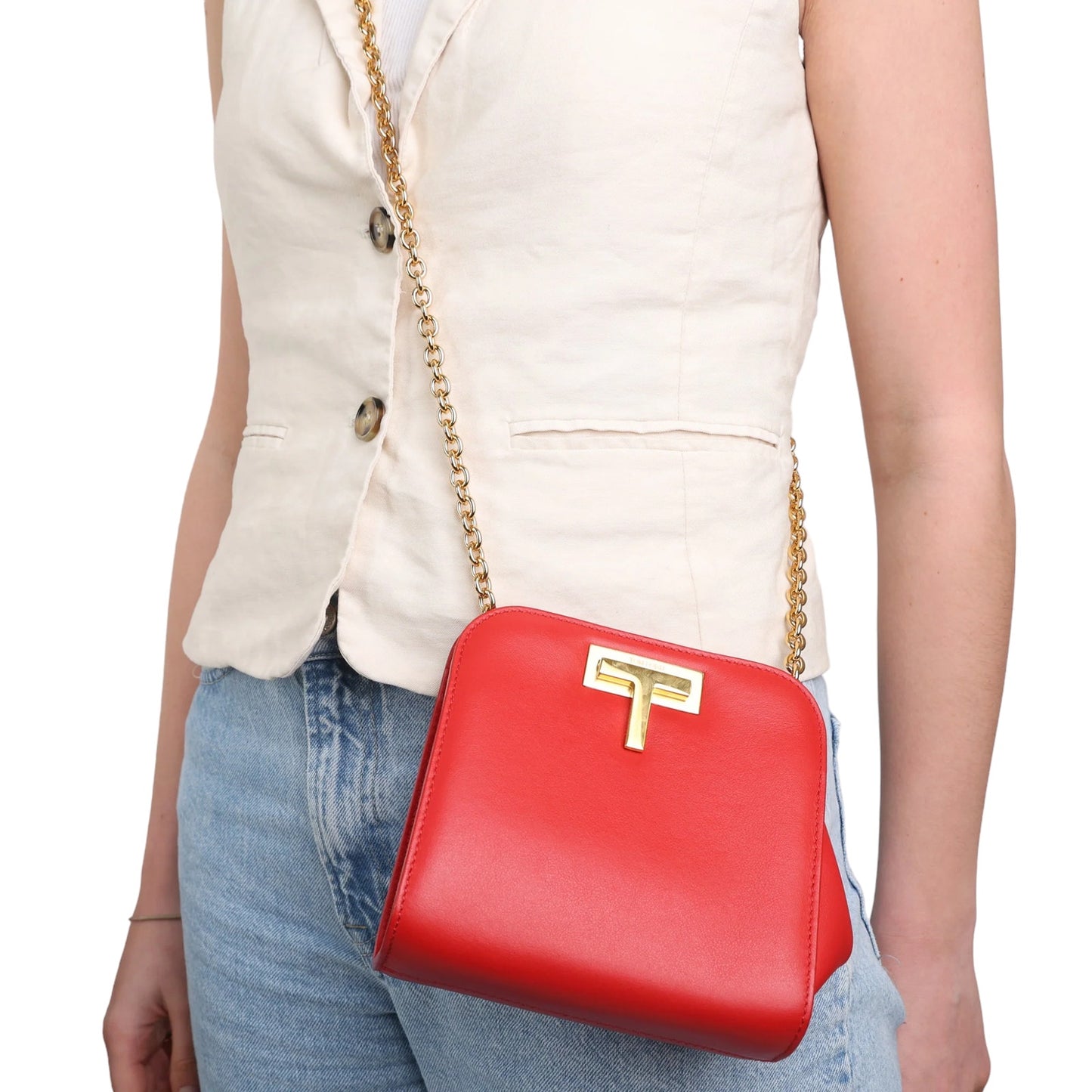 TOM FORD Cosmo T Lock Shoulder Bag Leather Small
