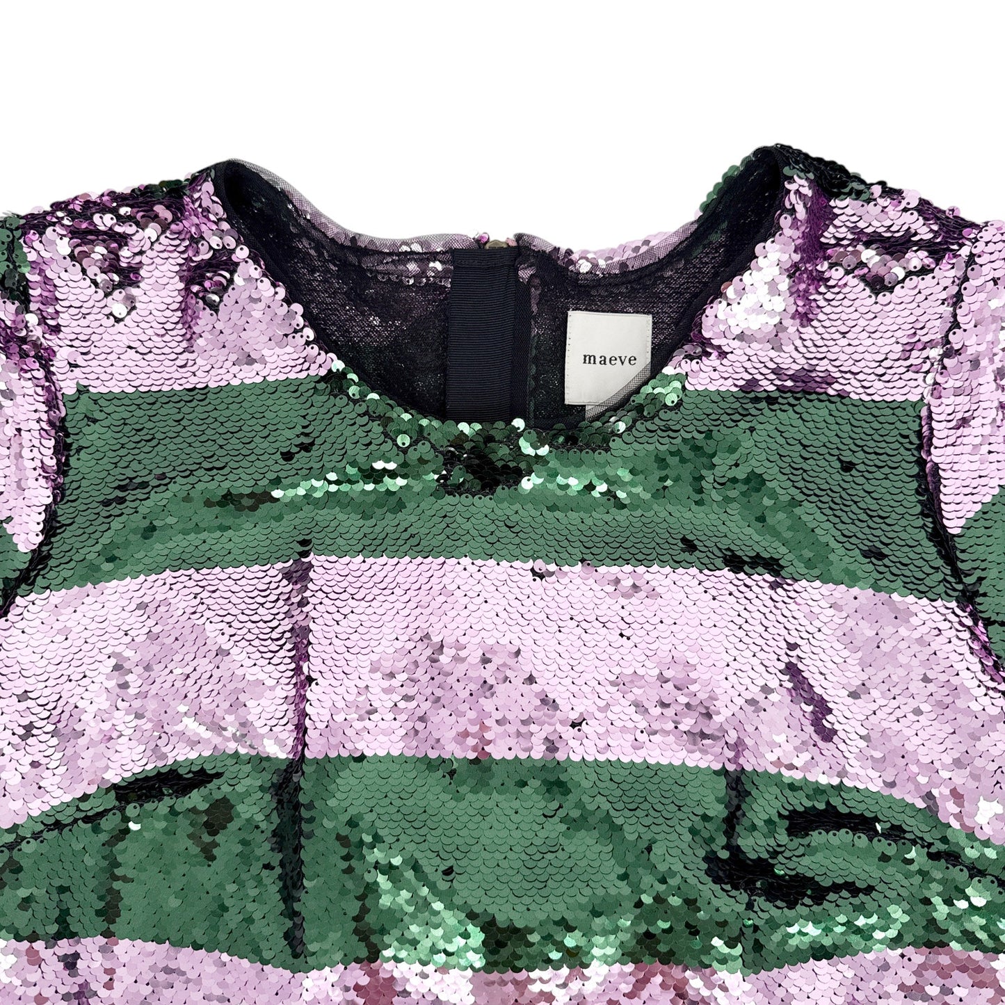 ANTHROPOLOGIE Maeve Short-Sleeve Sequin Striped Top S