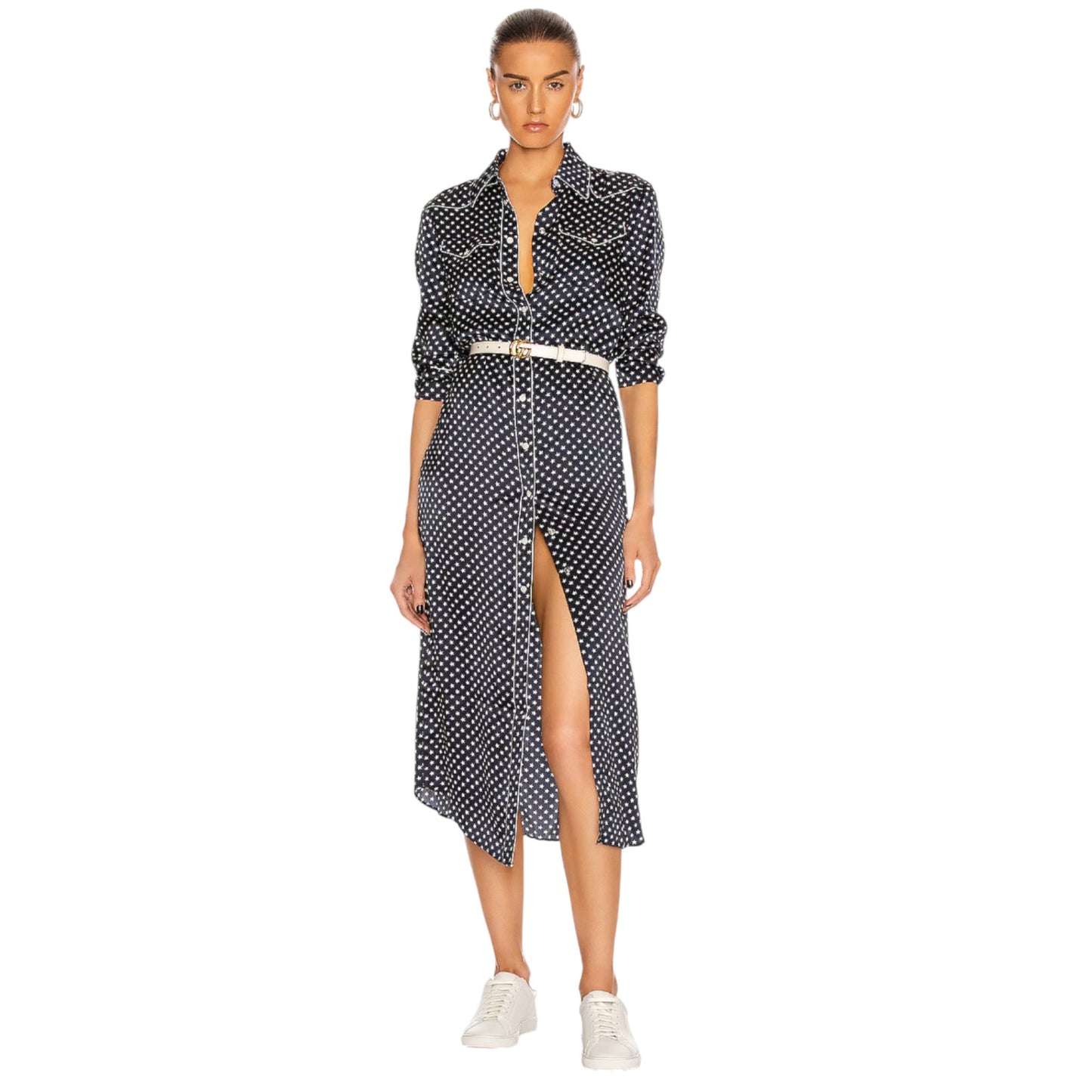 R13 Cowboy Dress in Silk Navy Star S