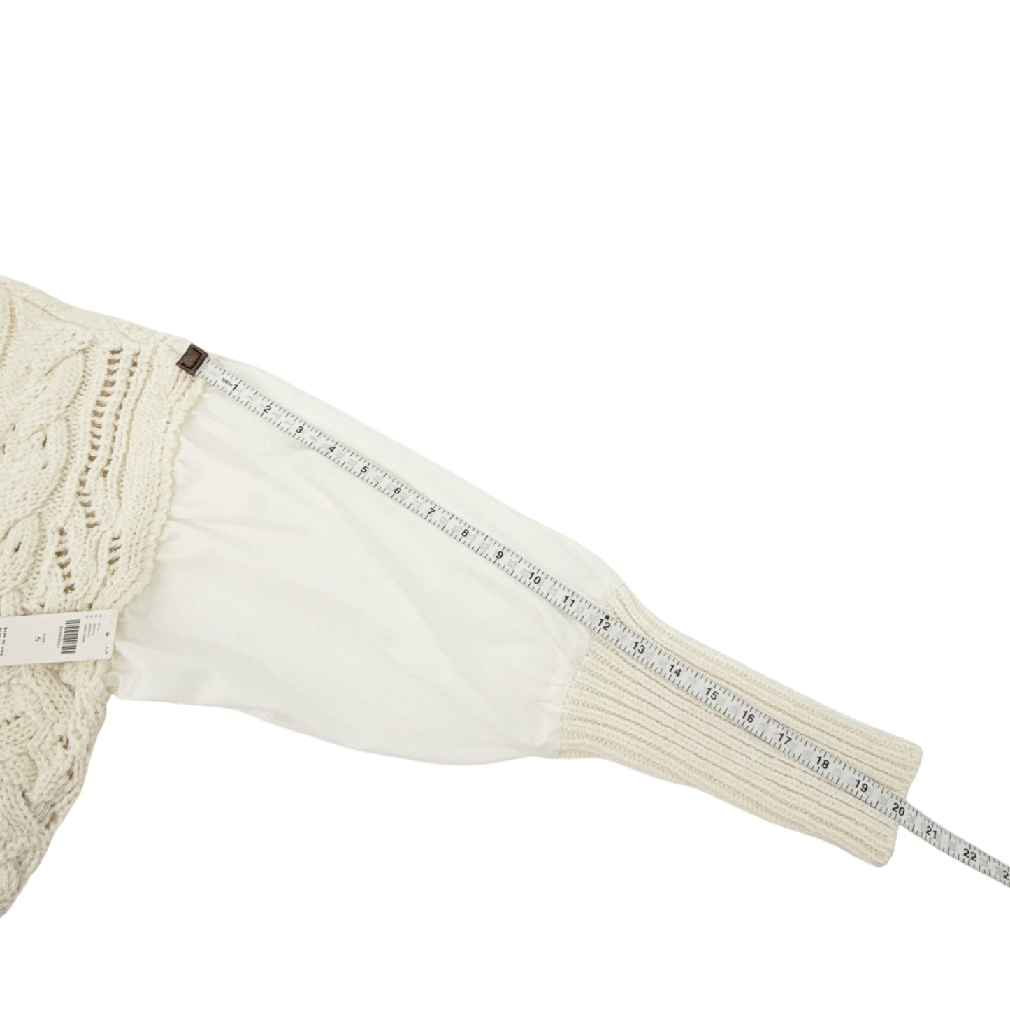 ANTHROPOLOGIE Balloon-Sleeve Twofer Cable-Knit Cardigan Sweater S