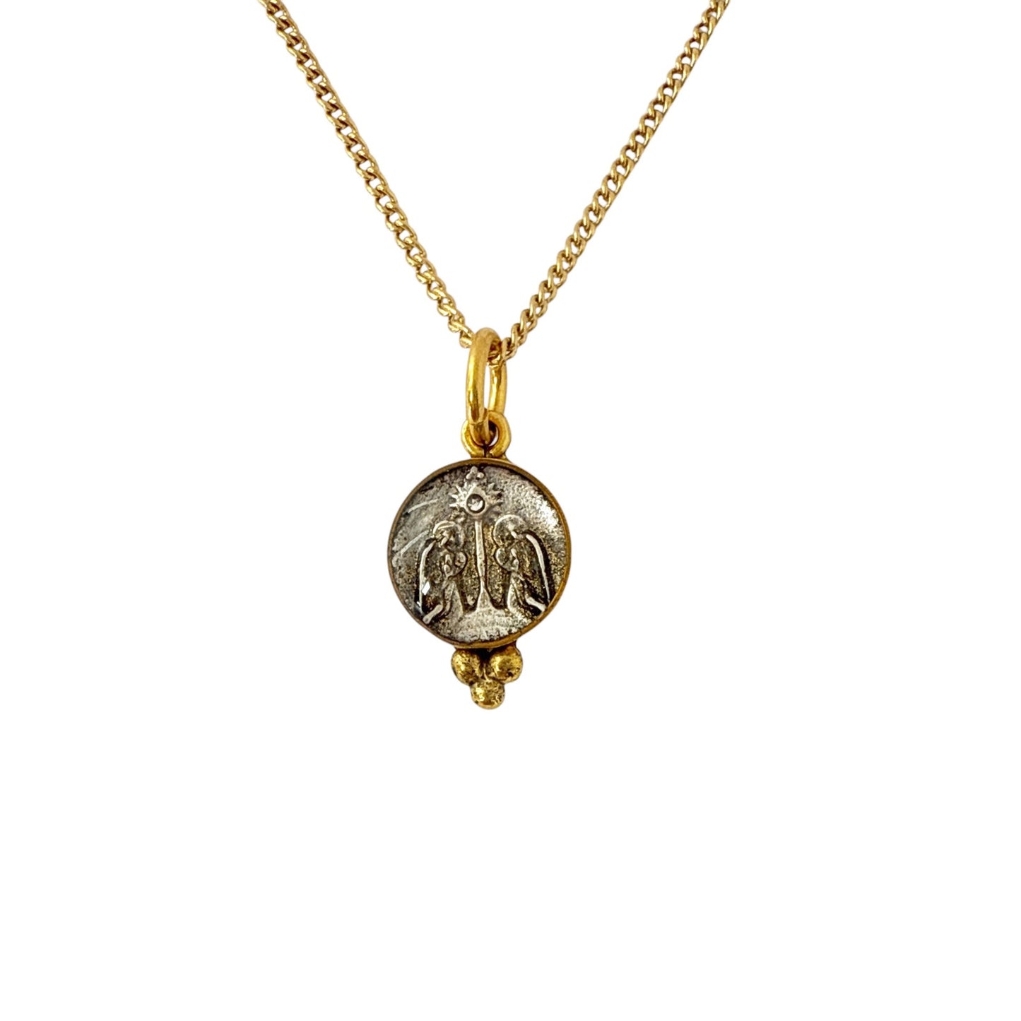 VIRGINS SAINTS & ANGELS VSA Piccolo Lucia Guardian Angels Charm Necklace in Gold