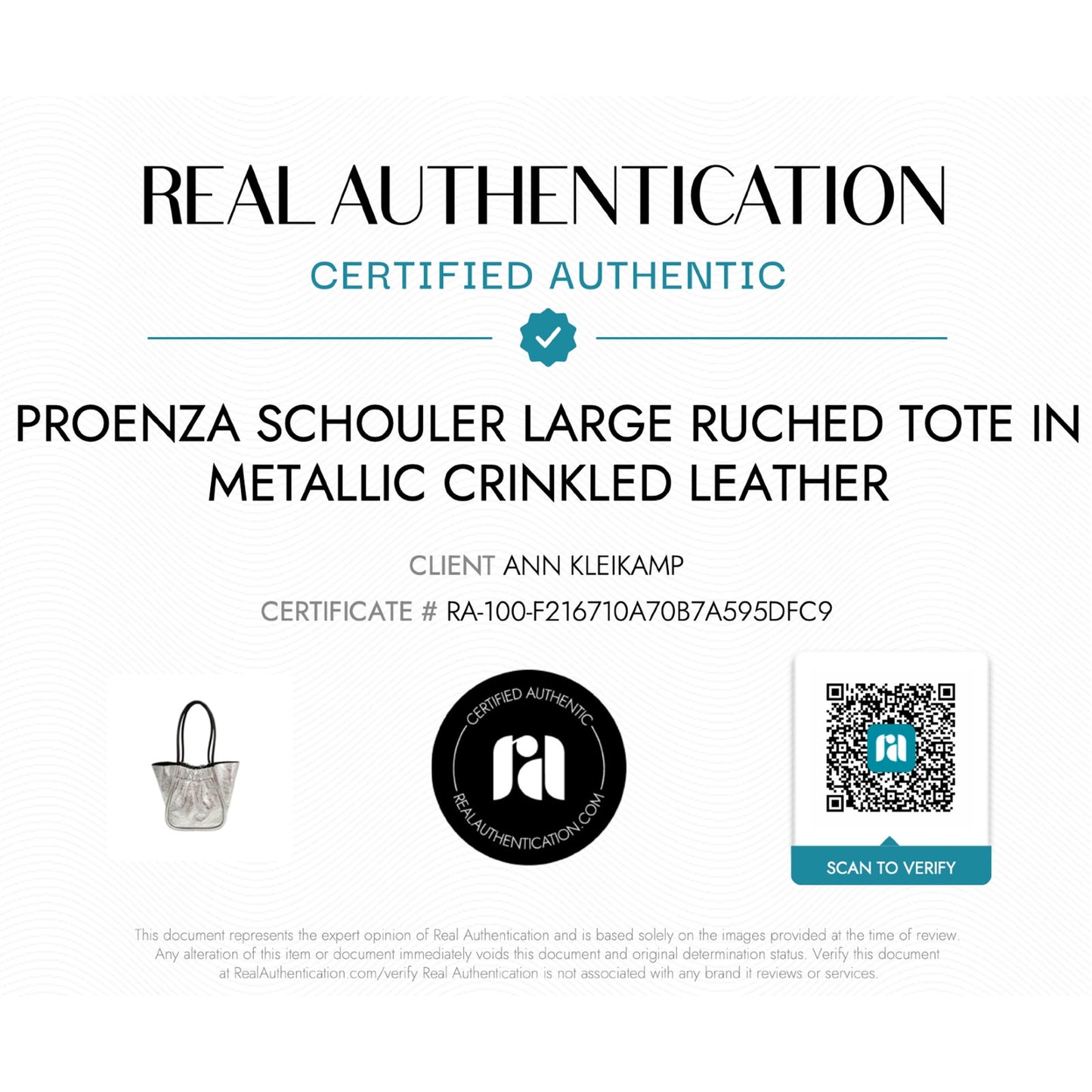 PROENZA SCHOULER Large Ruched Tote in Metallic Crinkled Leather