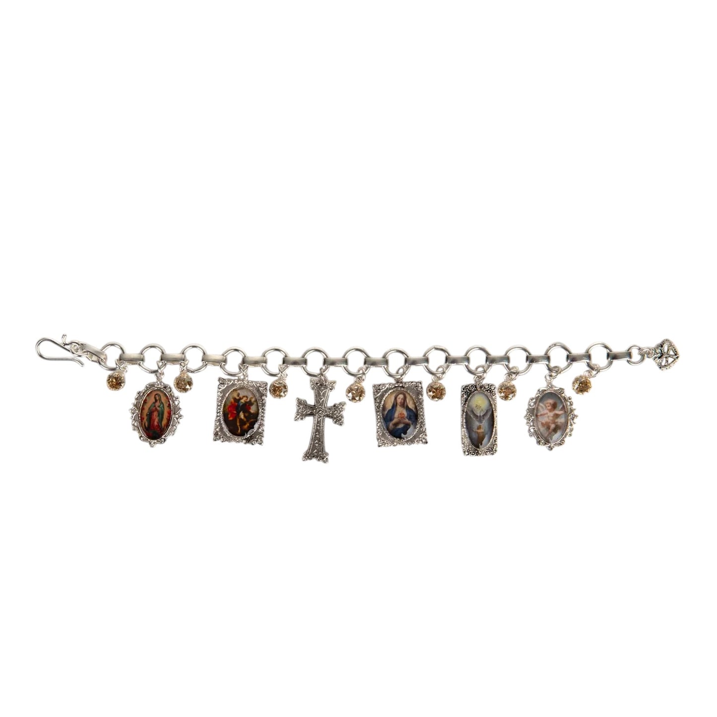 VIRGINS SAINTS & ANGELS VSA Retablo Framed Charm Bracelet Silver