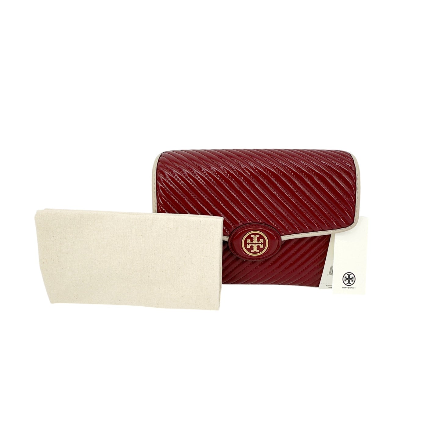 TORY BURCH Robinson Patent Quilted Shoulder Bag in Bricklane