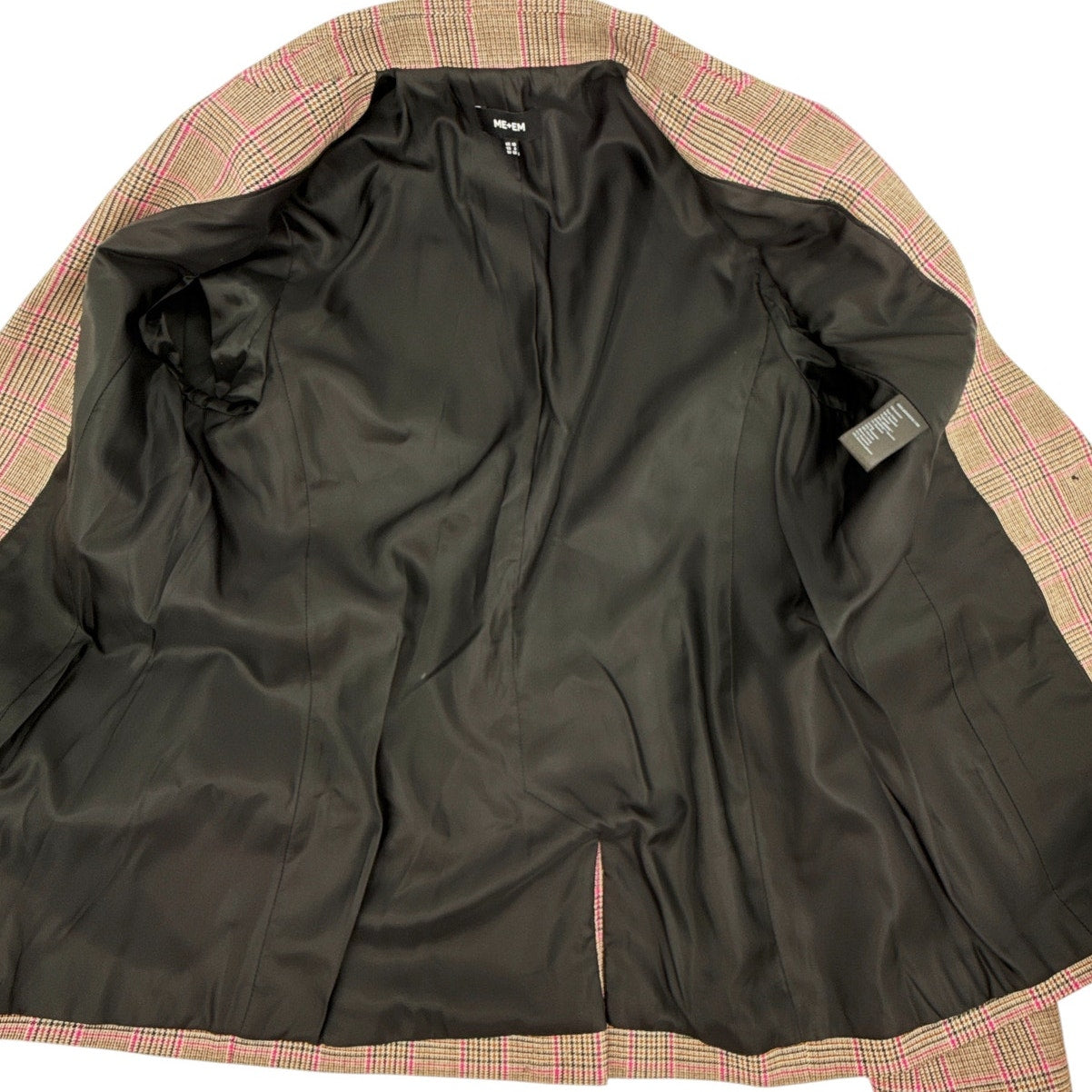 ME+EM Pop Check Boyfriend Jacket Pink/Black/Rust US6|S