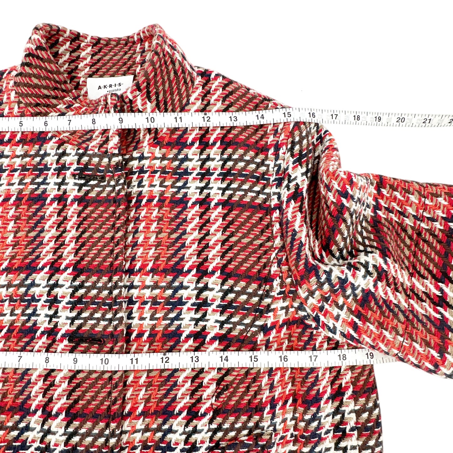 AKRIS PUNTO Check Tweed Short-sleeve A-line Crop Jacket FR38