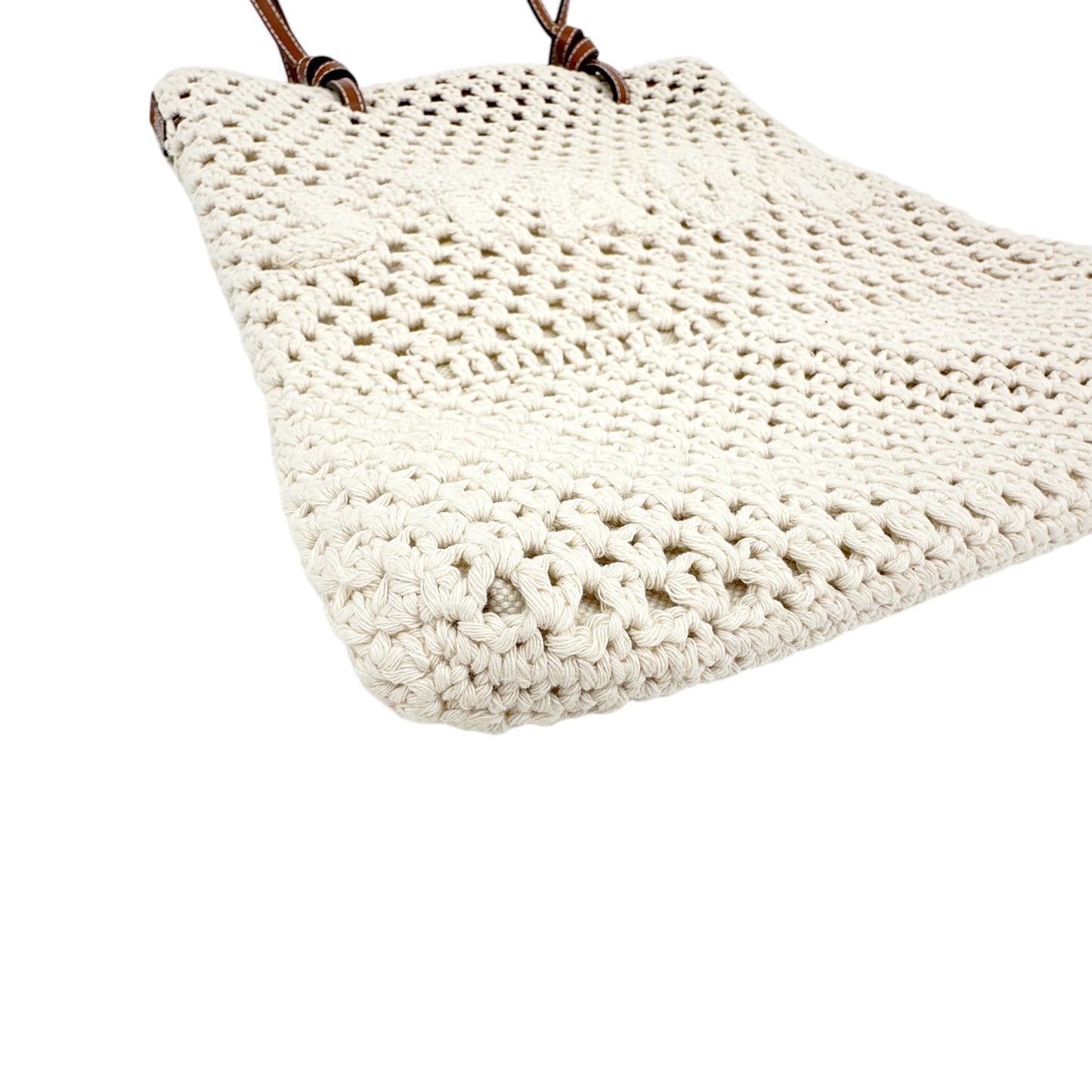 STAUD Crocheted Porte Tote Bag in Cream