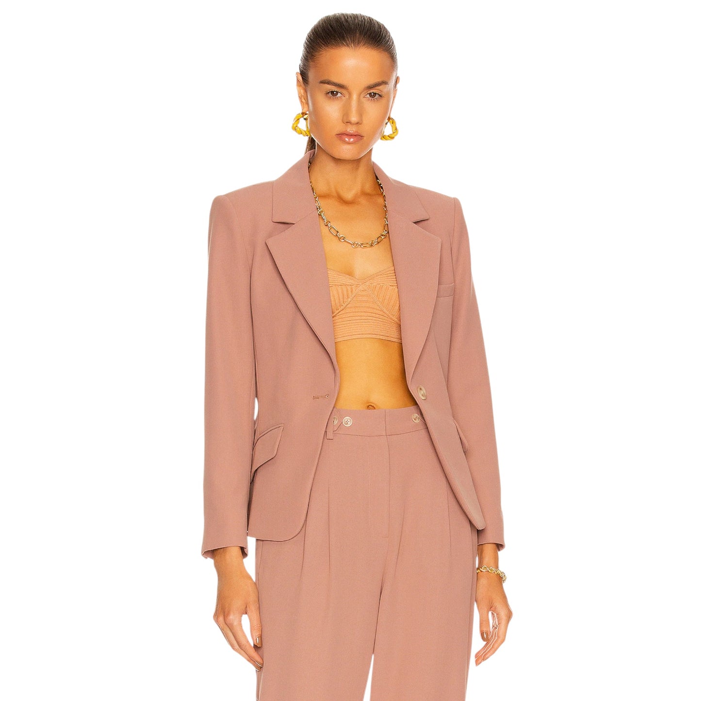JONATHAN SIMKHAI Jubilee Blazer in Teak/Parchment 6|M