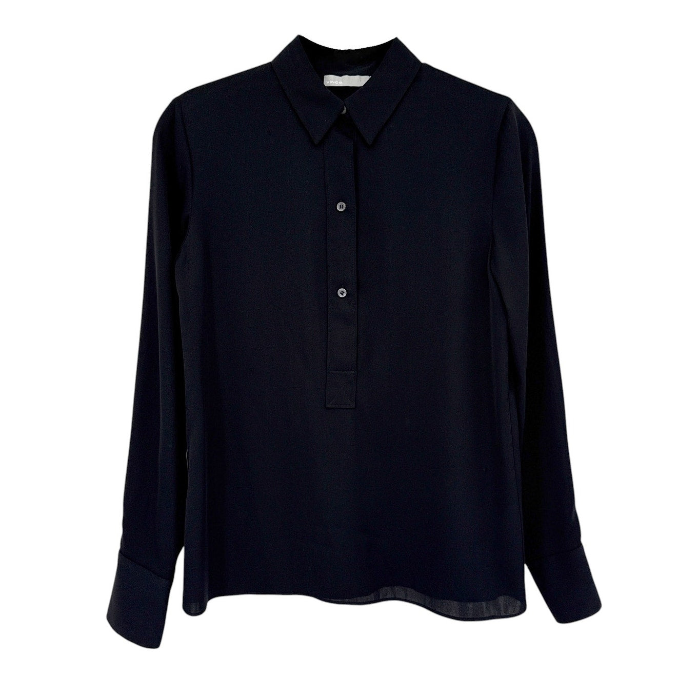 VINCE Slim Fitted Popover Shirt Black 2