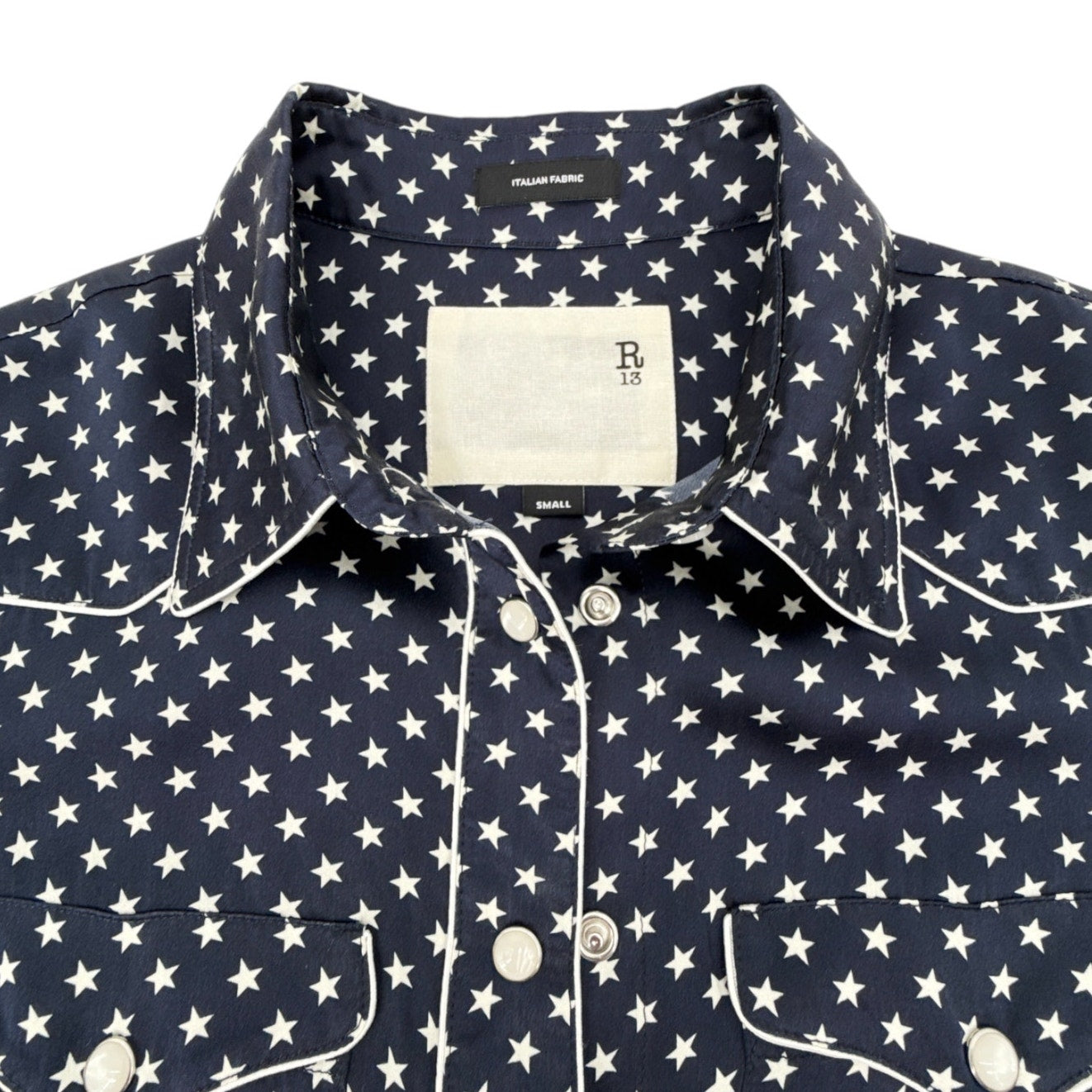 R13 Cowboy Dress in Silk Navy Star S