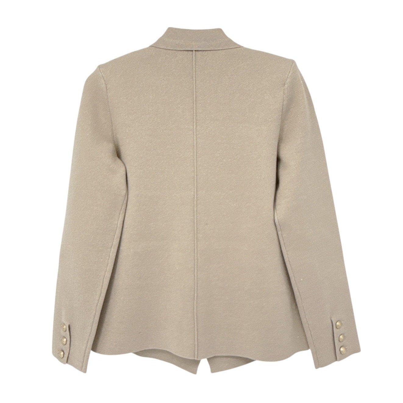 L'AGENCE Kenzie Metallic Knit Blazer in Pale Khaki/Gold S