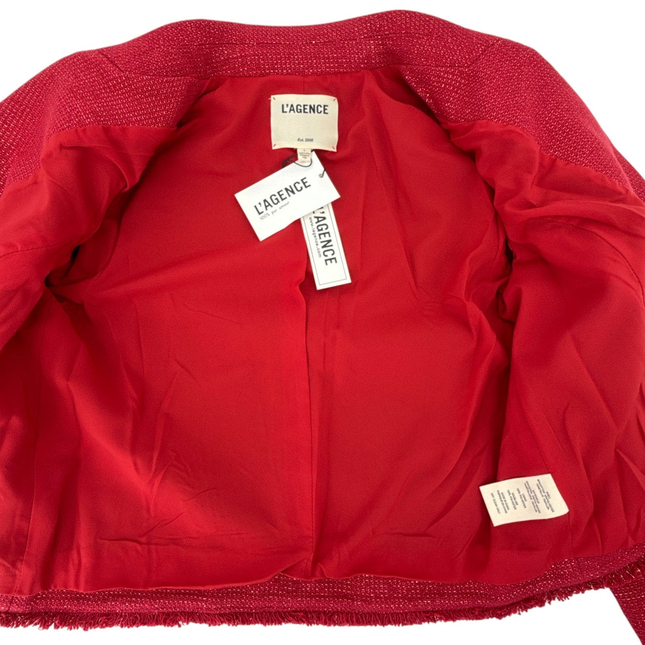 L'AGENCE Sylvia Collared Jacket in Garnet Red & Copper 4