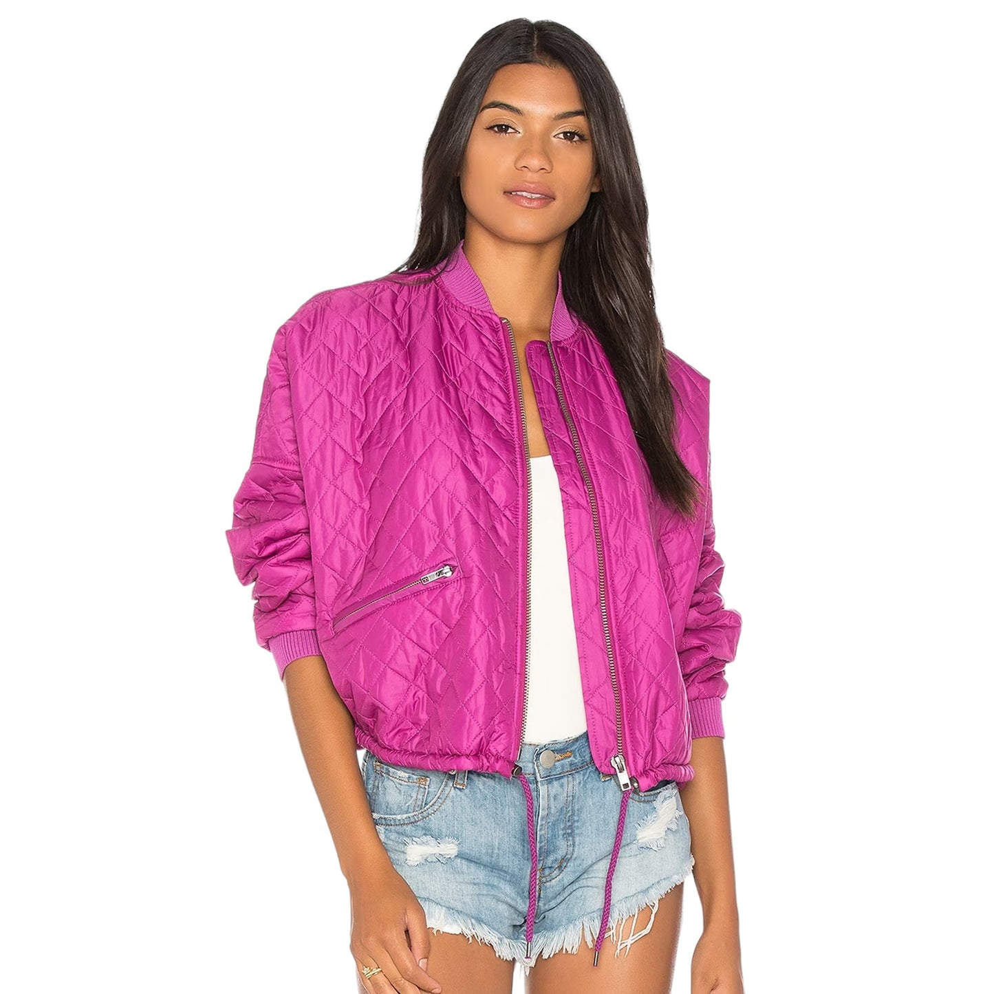 FREE PEOPLE Easy Quilted Bomber in Pink S