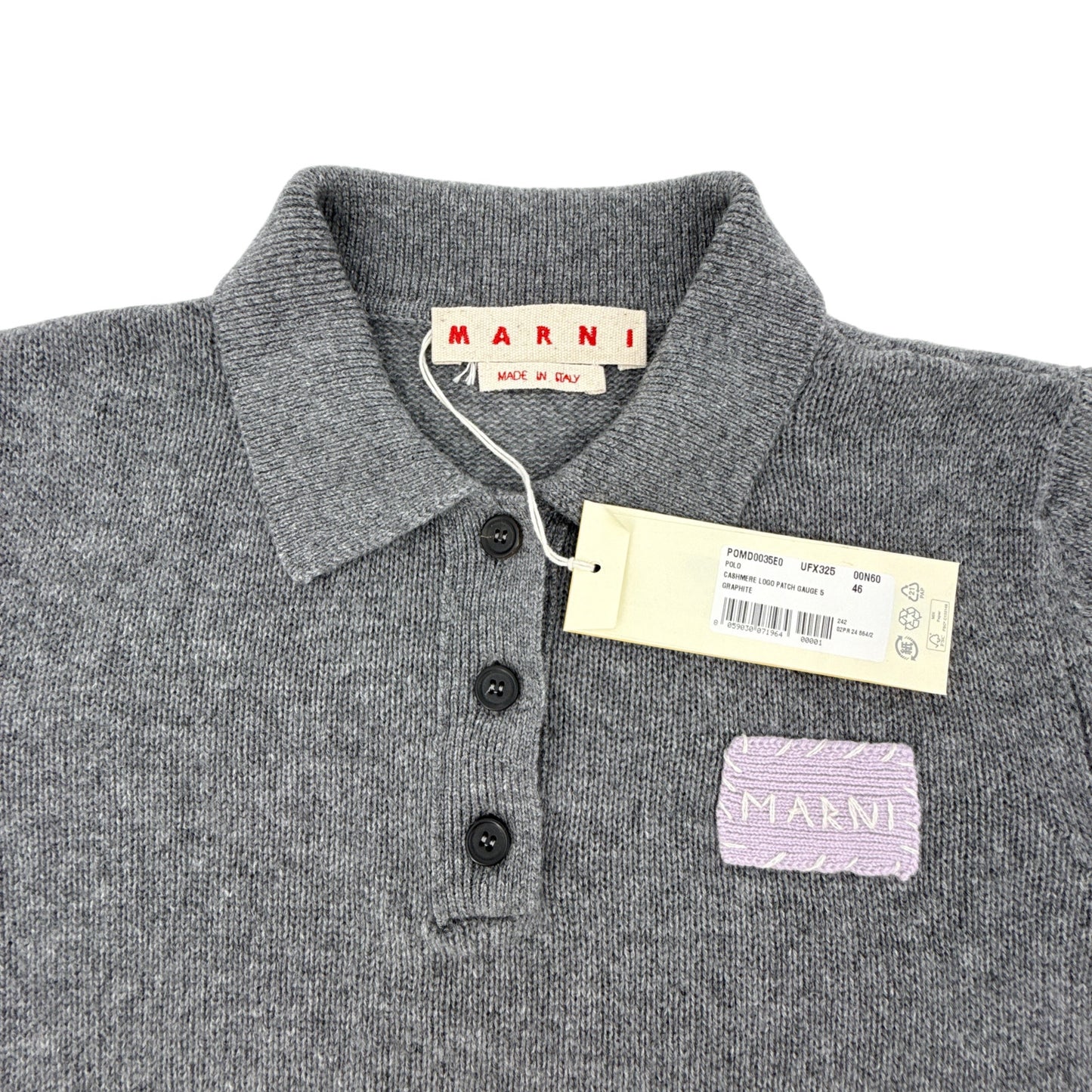 MARNI Cashmere Polo Jumper with Marni Patch IT46|US10