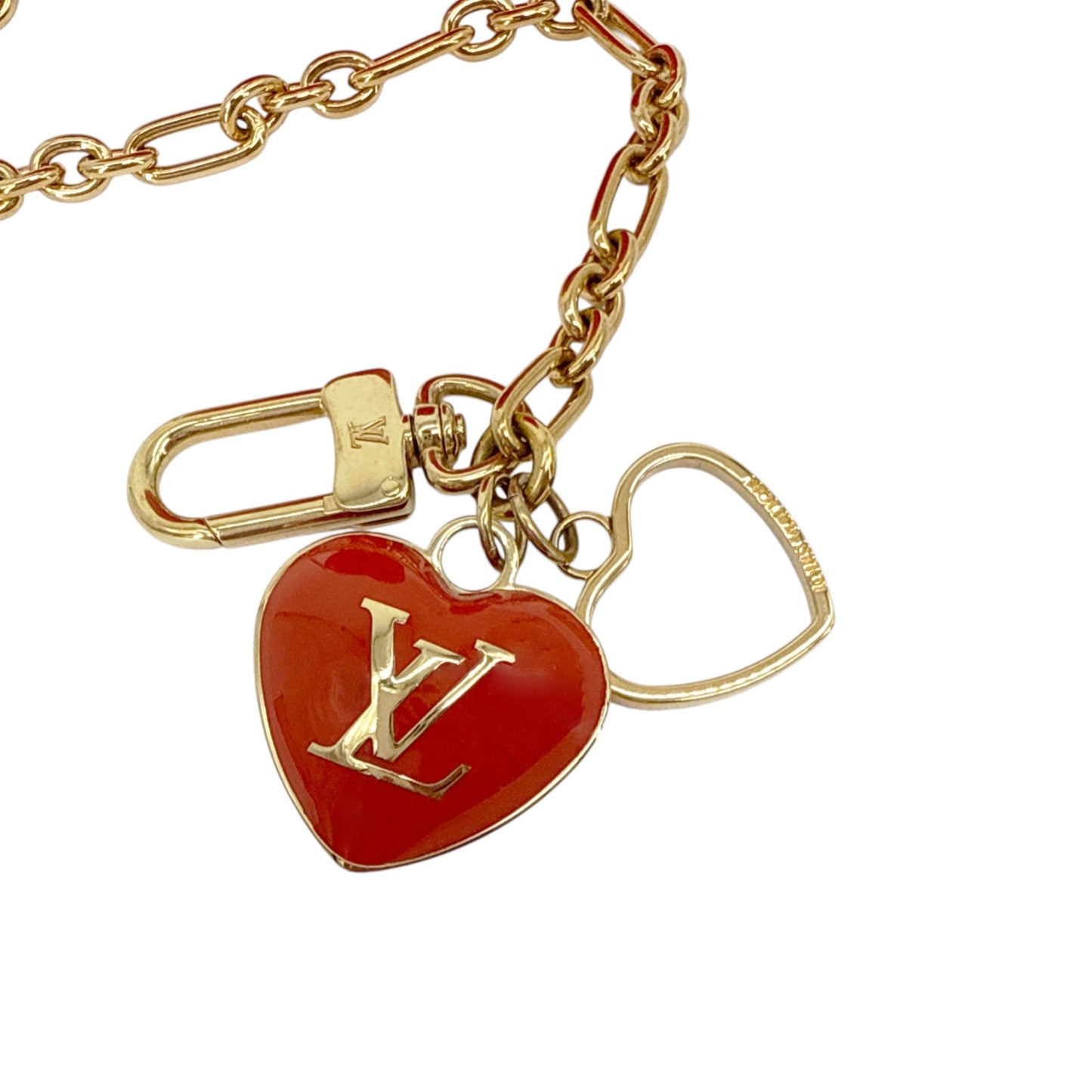 LOUIS VUITTON Vernis Heart Coin Purse Orange Sunset