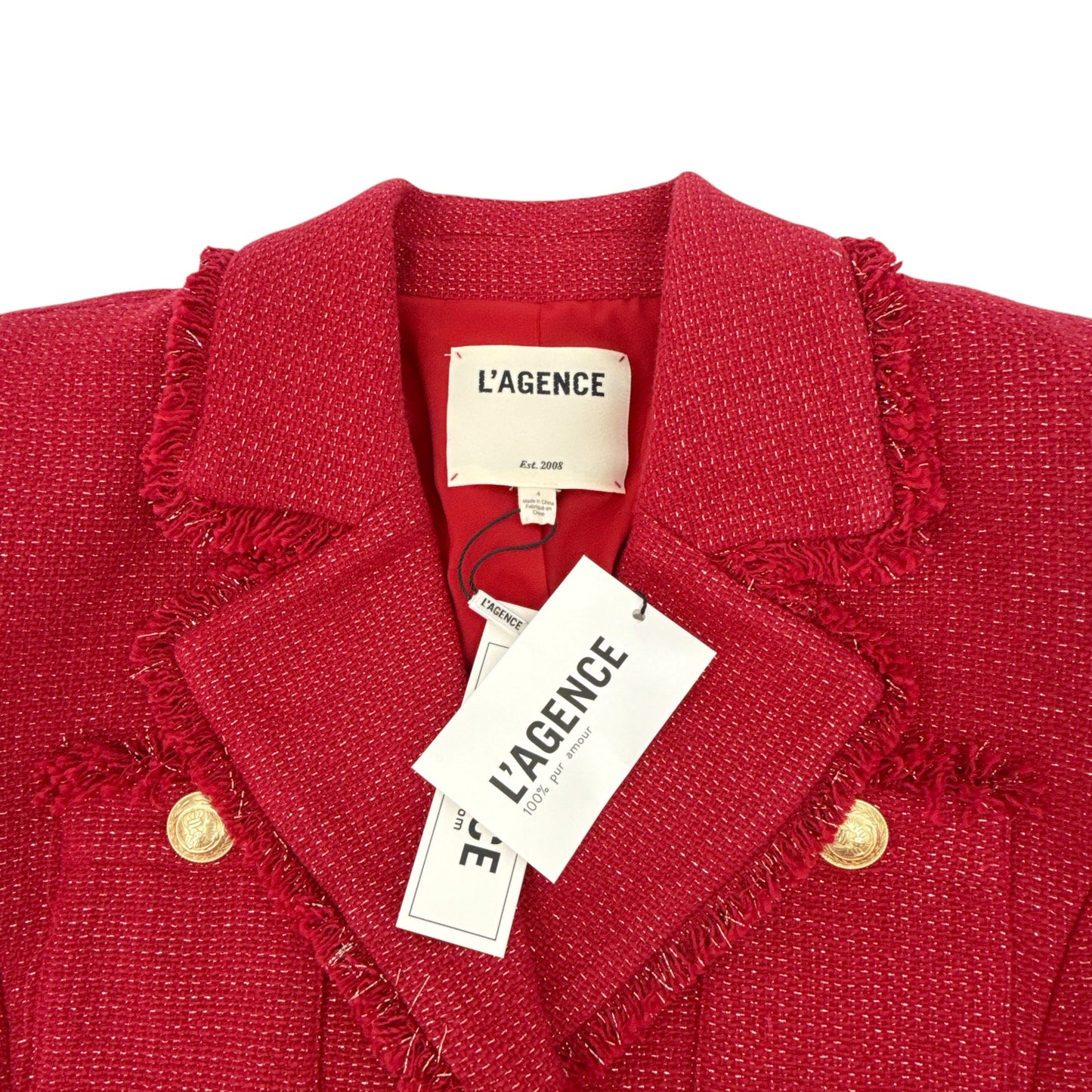 L'AGENCE Sylvia Collared Jacket in Garnet Red & Copper 4