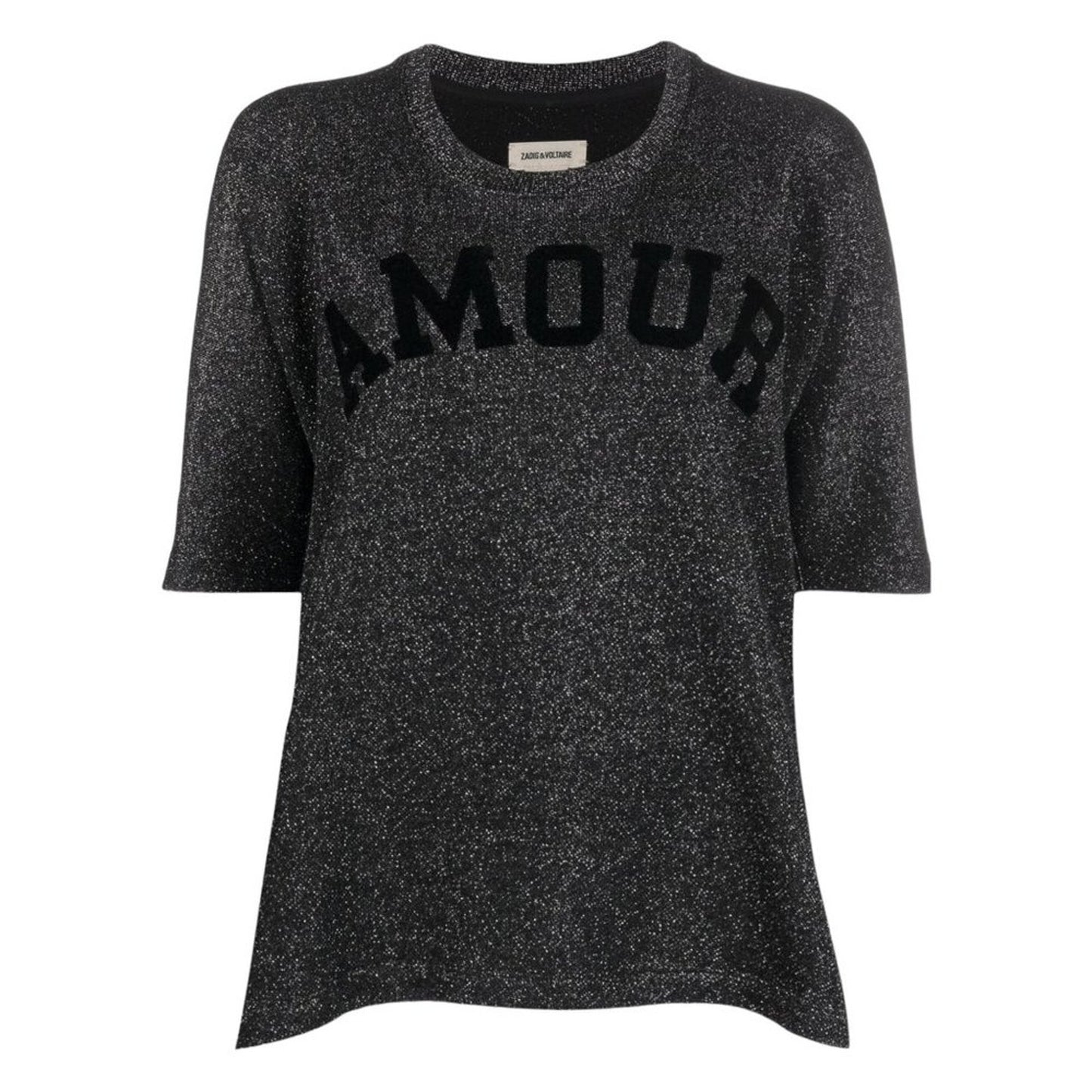 ZADIG & VOLTAIRE Portland Amour Glitter Top in Black XS