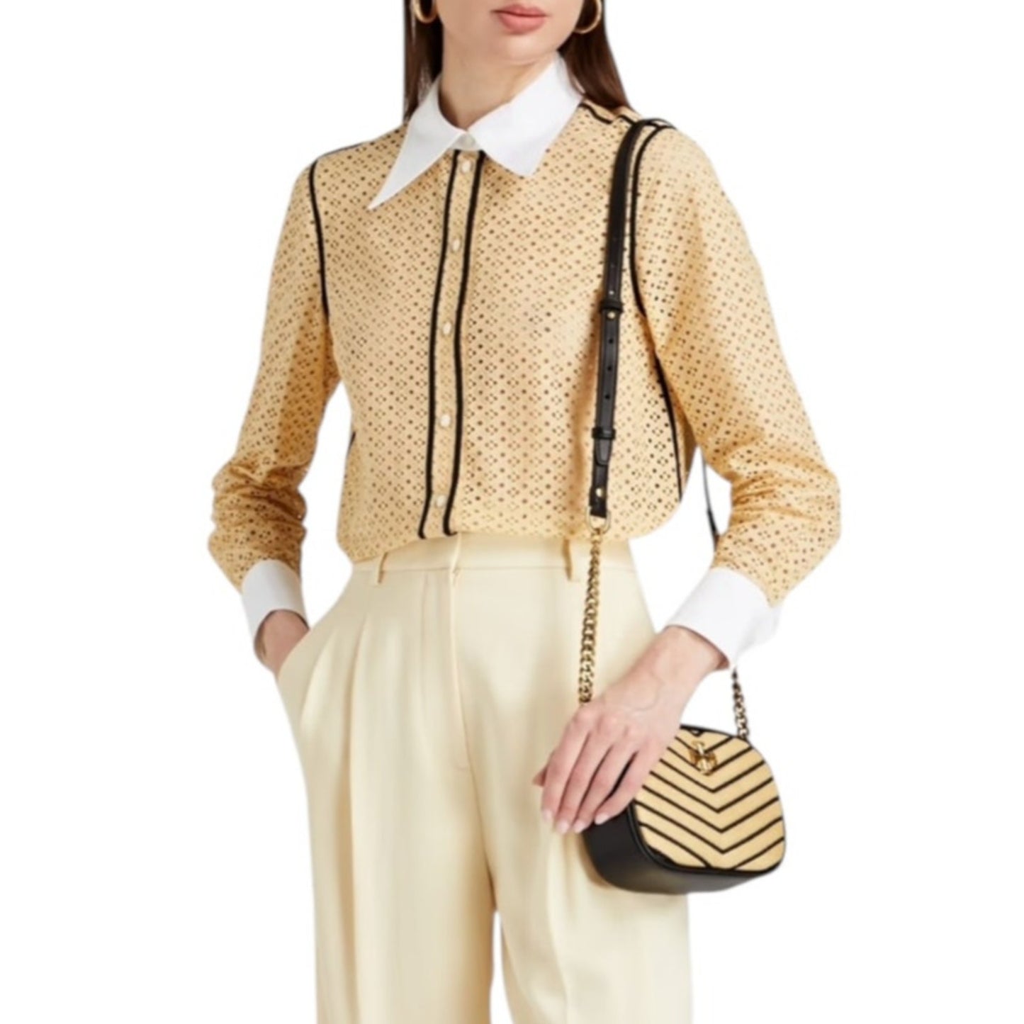 TORY BURCH Honeycomb Eyelet Shirt 6|S
