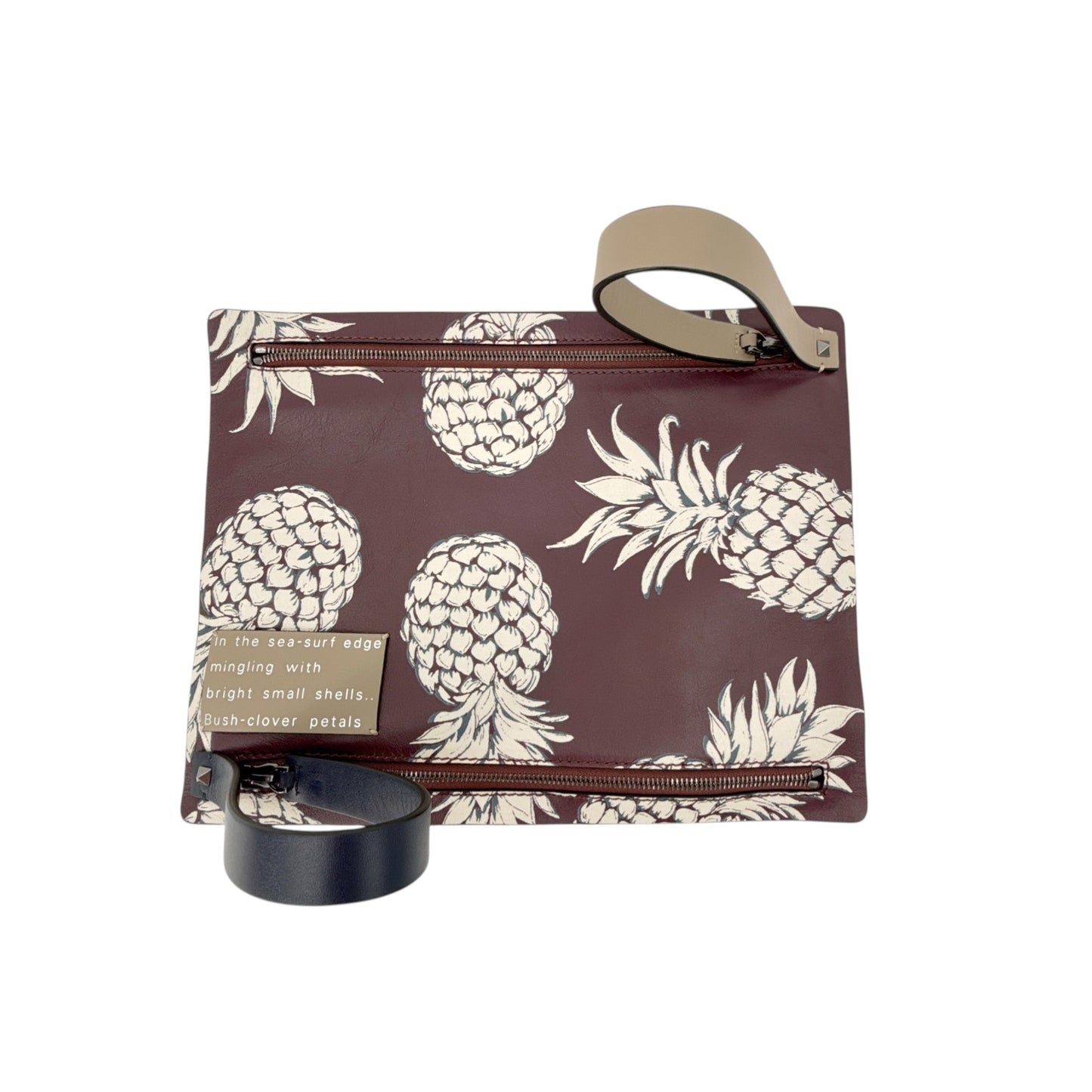 VALENTINO GARAVANI Leather Pineapple Clutch in Ruby/Ivory