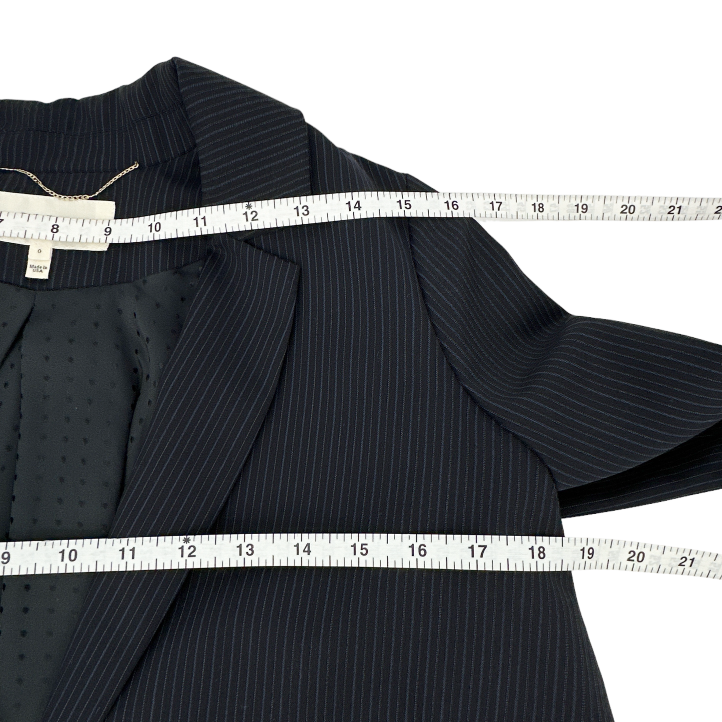 THE GREAT. The Swing Blazer in Navy Stripe 0|XS