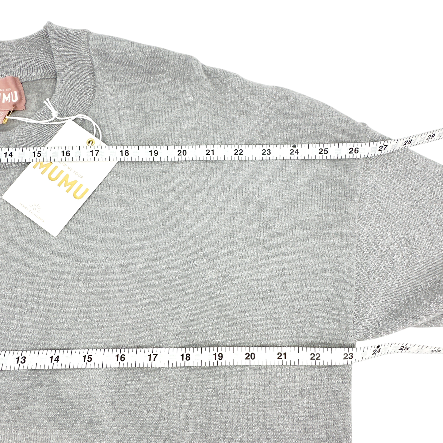 SHOW ME YOUR MUMU Classic Crewneck Sweater Silver Metallic XS