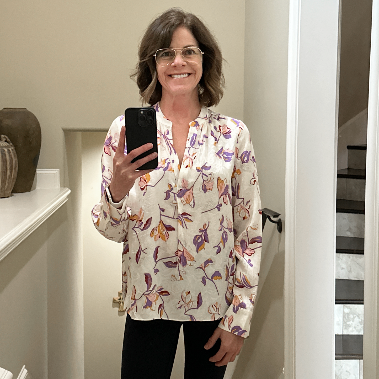 ZADIG & VOLTAIRE Tink Jac Cut Flowers Silk Blend Shirt XS