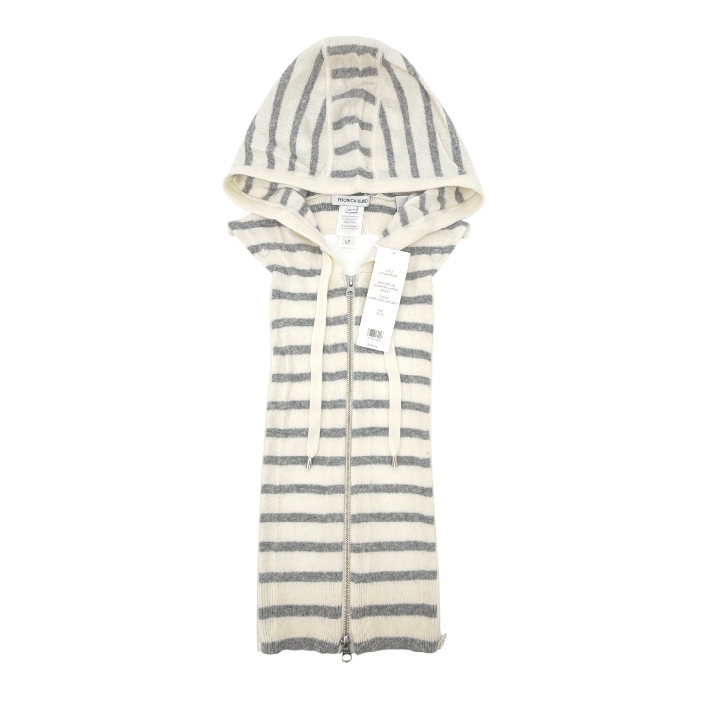 VERONICA BEARD Cashmere Hoodie Dickey in Ivory & Heather Grey