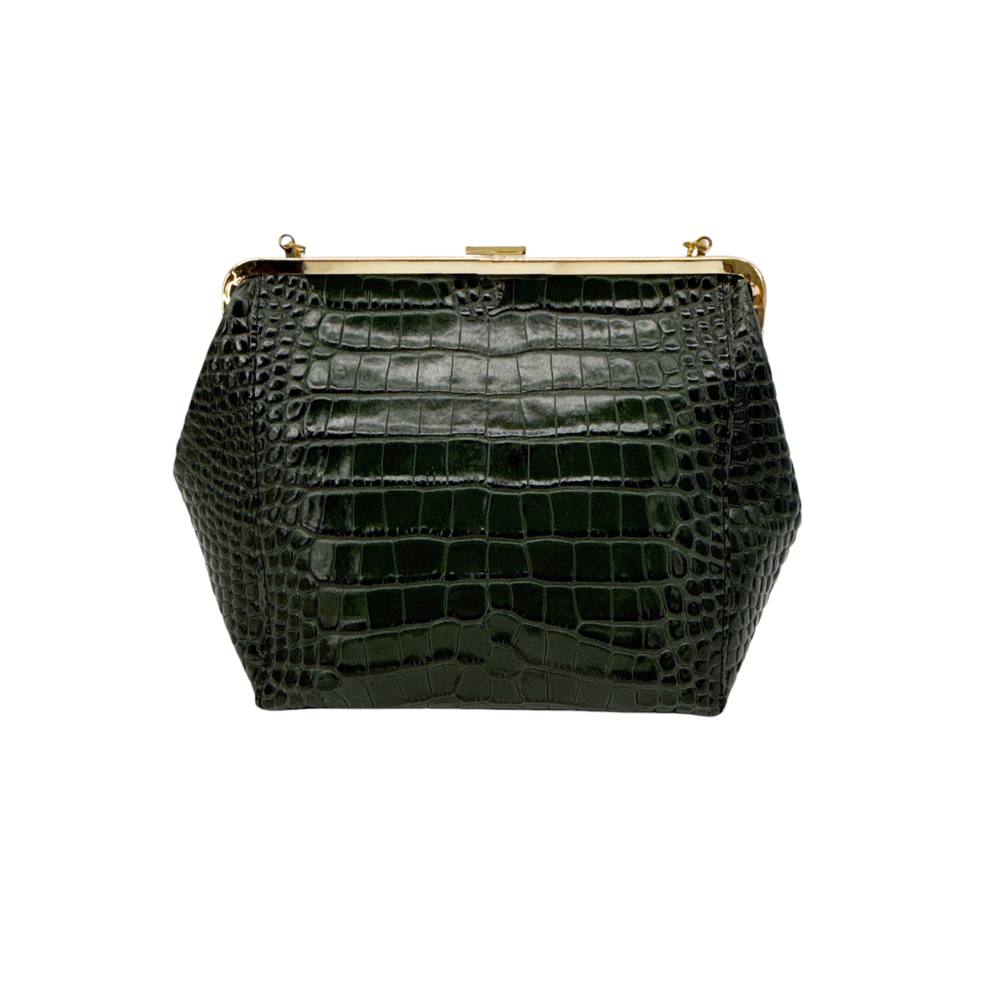 CLARE V. Le Big Box Bag Crocodile in Green