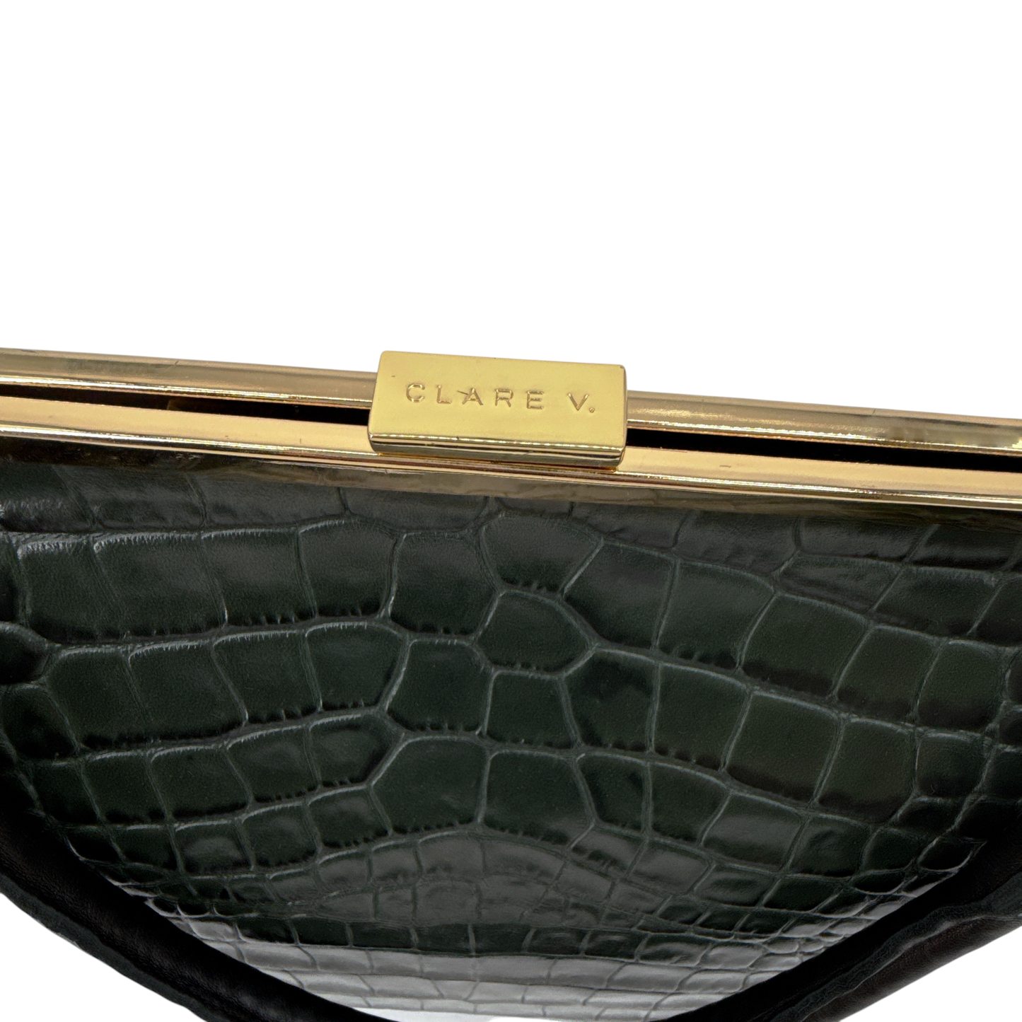 CLARE V. Le Big Box Bag Crocodile in Green