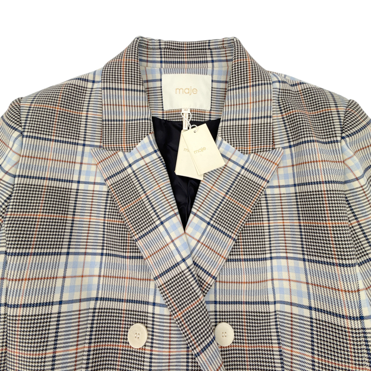 MAJE Vika Plaid Button Blazer FR|EU 42|XL