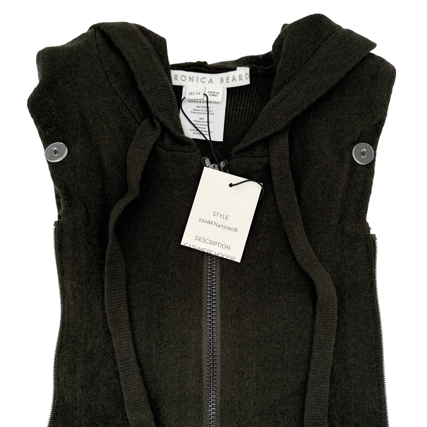 VERONICA BEARD Cashmere Hoodie Dickey in Army
