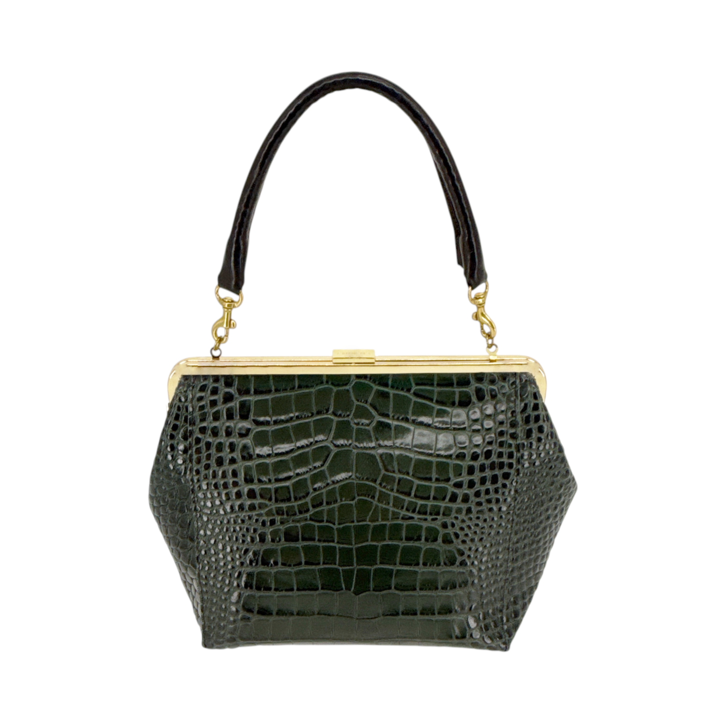 CLARE V. Le Big Box Bag Crocodile in Green
