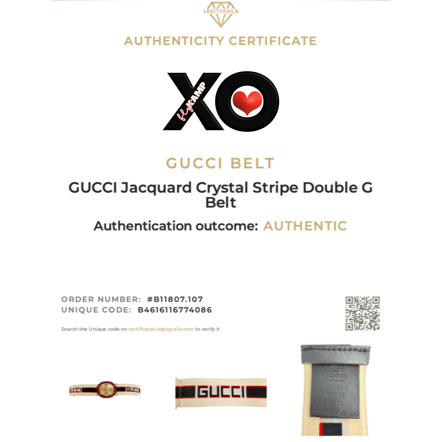 GUCCI Jacquard Crystal Stripe Double G Belt 80cm|32in