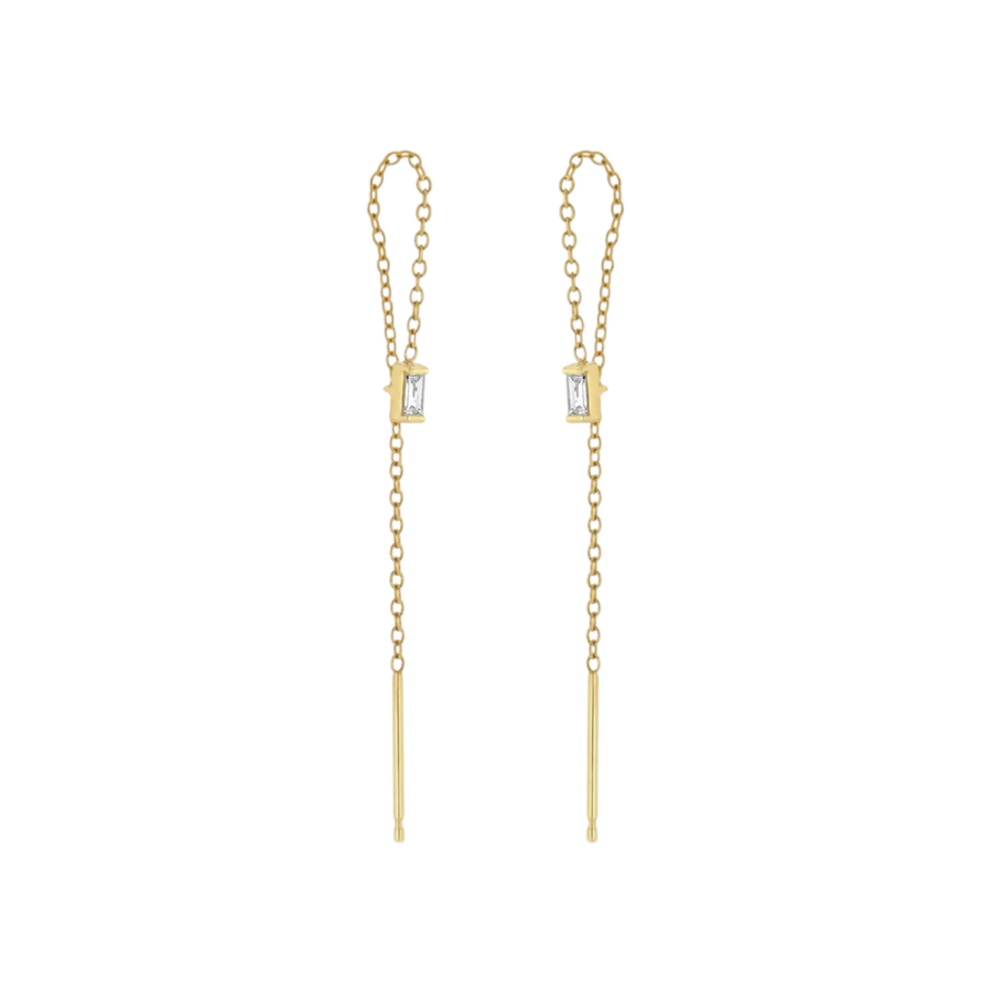 ZOE CHICCO 14k Gold Baguette Diamond Earrings