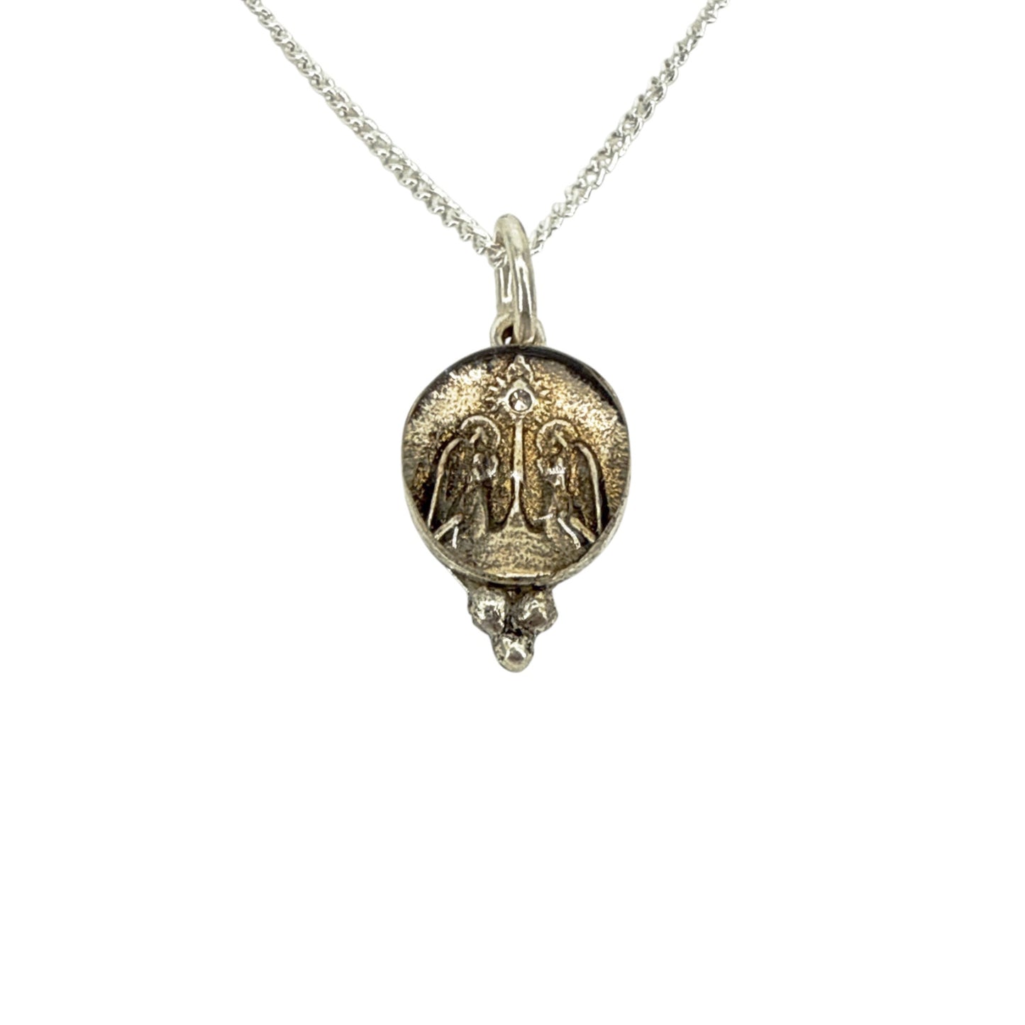 VIRGINS SAINTS & ANGELS VSA Piccolo Lucia Guardian Angels Charm Necklace Silver