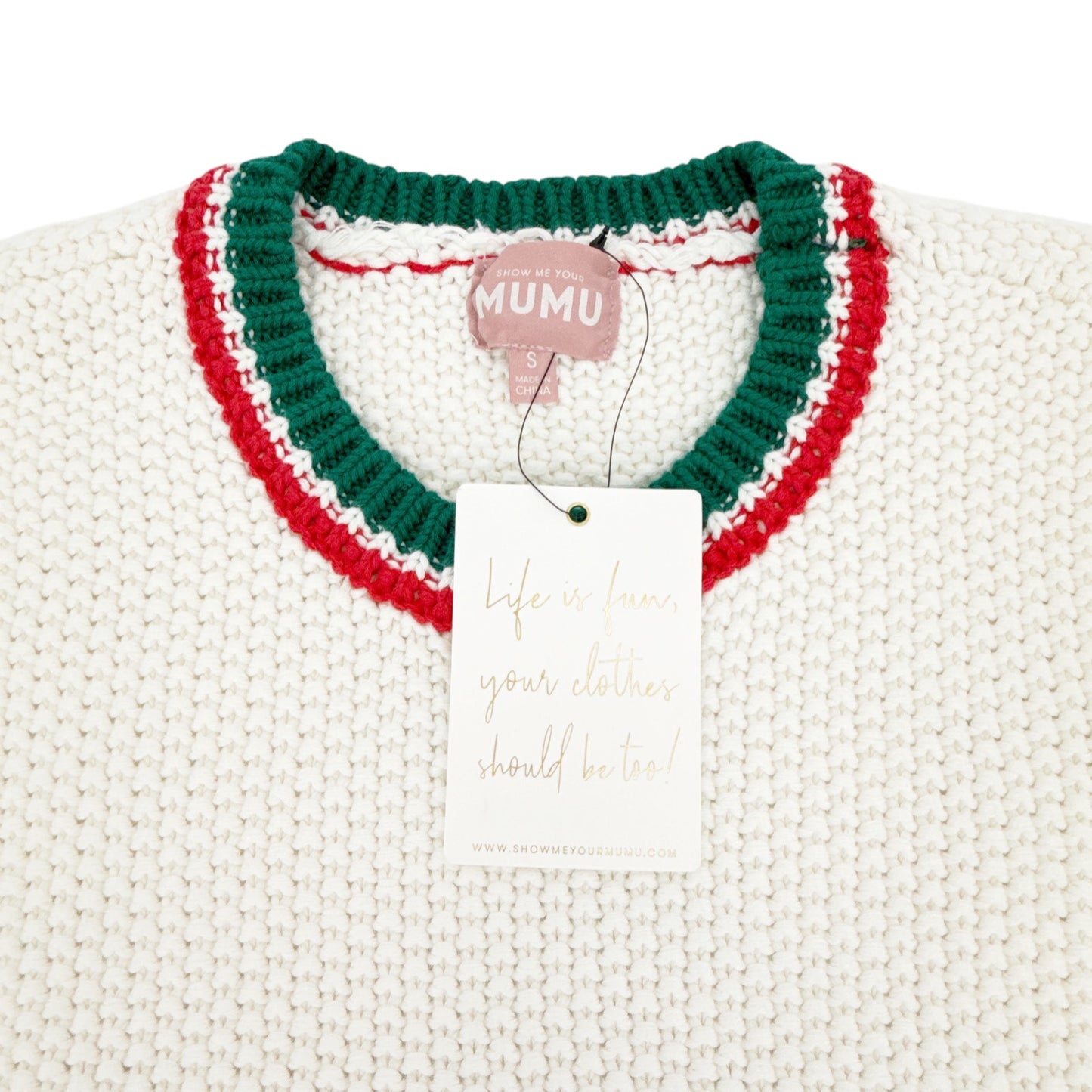 SHOW ME YOUR MUMU Only One Sweater in Festive Stripe S