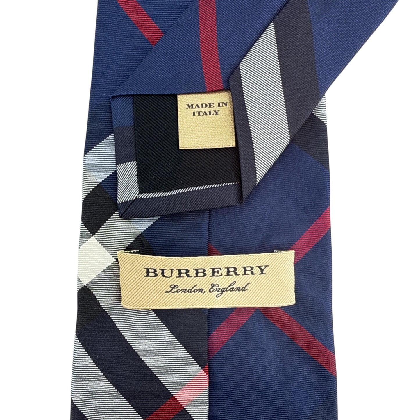 BURBERRY Manston Modern-Cut Check Silk Tie in Navy