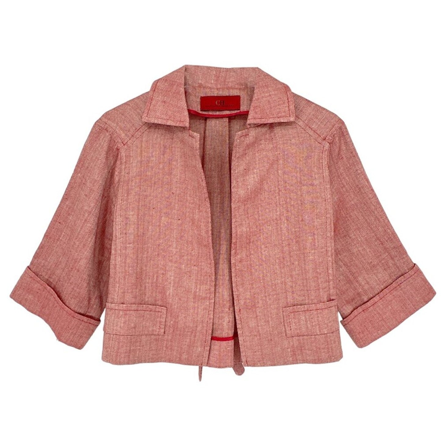 CAROLINA HERRERA Cropped Open Front Silk Blend Jacket 4