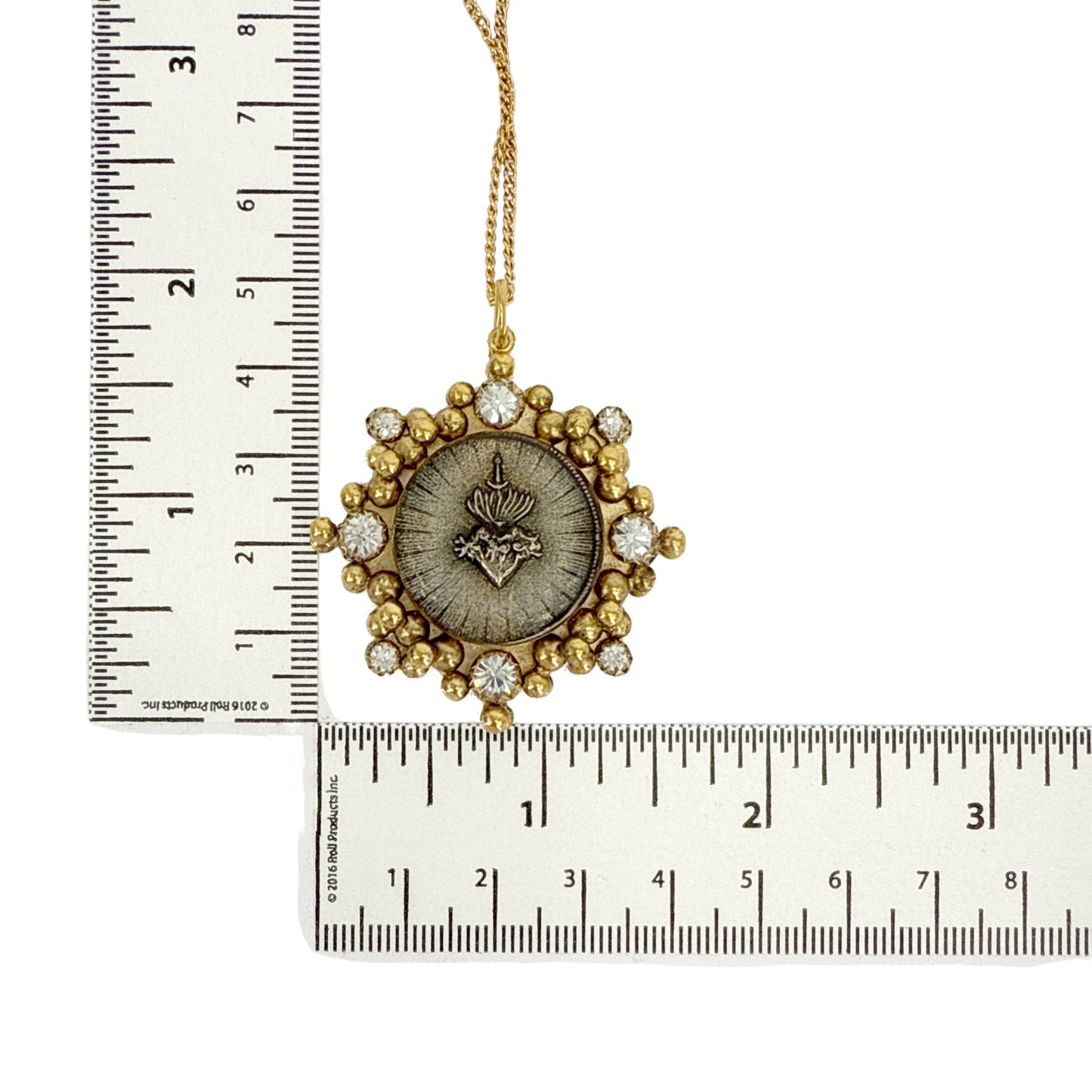 VIRGINS SAINTS & ANGELS VSA Cloister Sacred Heart Charm Necklace in Gold