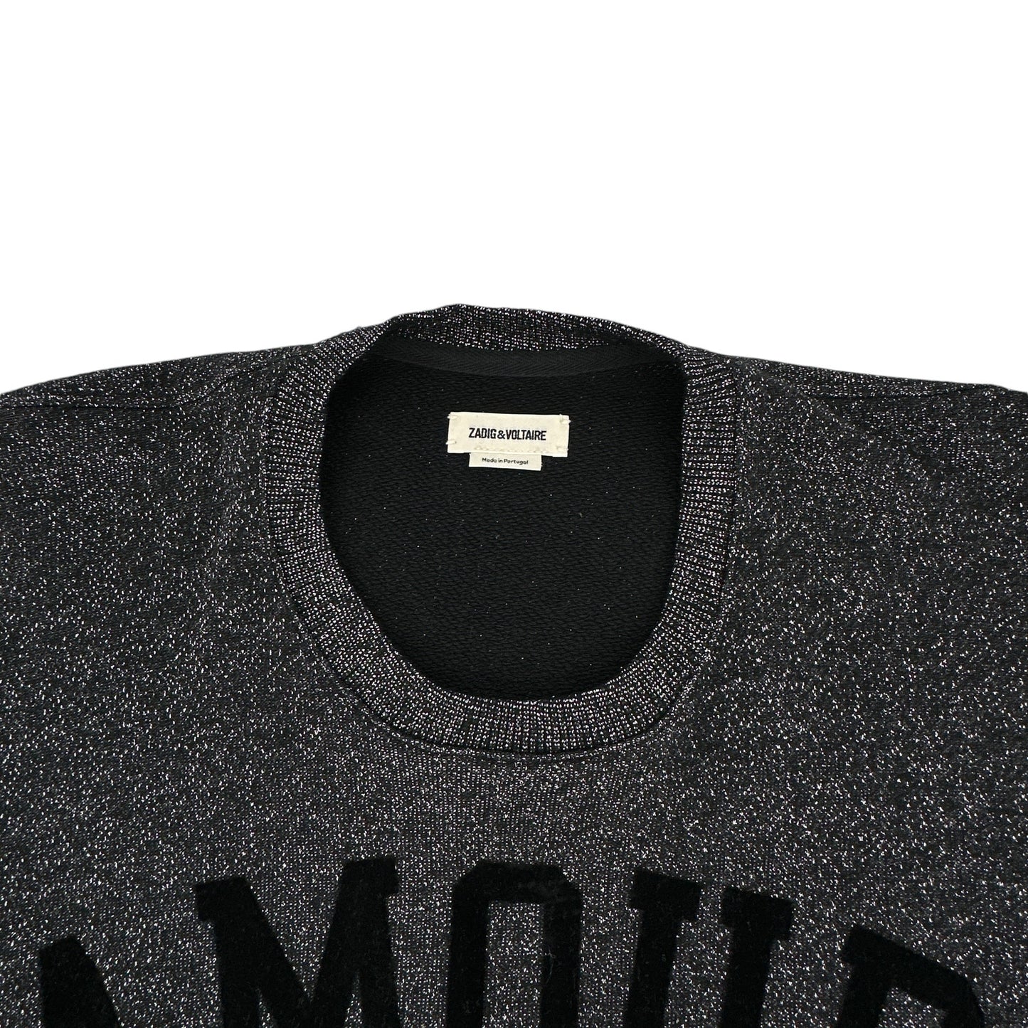 ZADIG & VOLTAIRE Portland Amour Glitter Top in Black XS