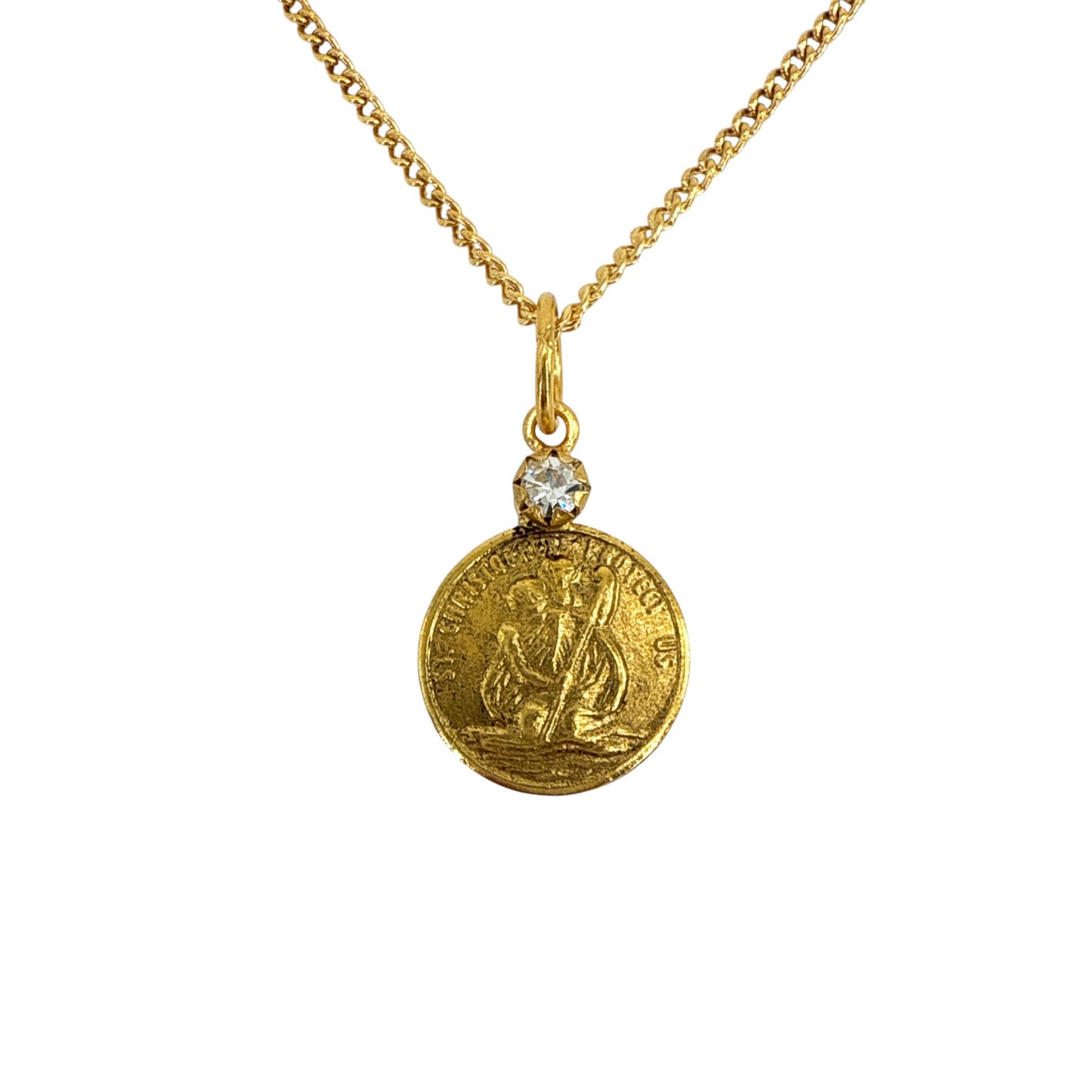VIRGINS SAINTS & ANGELS VSA Saint Christopher Charm Necklace in Gold