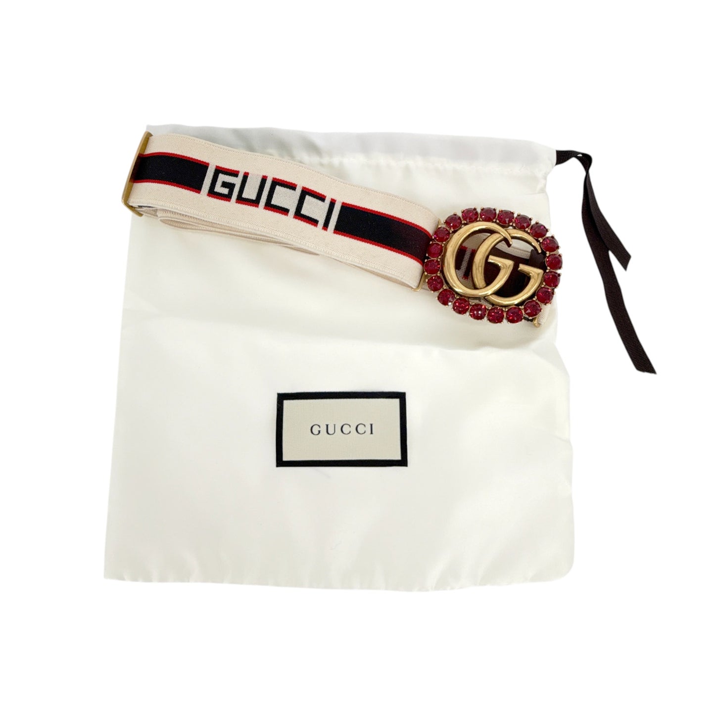 GUCCI Jacquard Crystal Stripe Double G Belt 80cm|32in