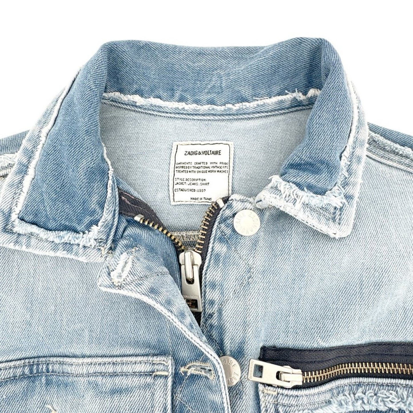ZADIG & VOLTAIRE Kick Destroy Denim Jacket XS
